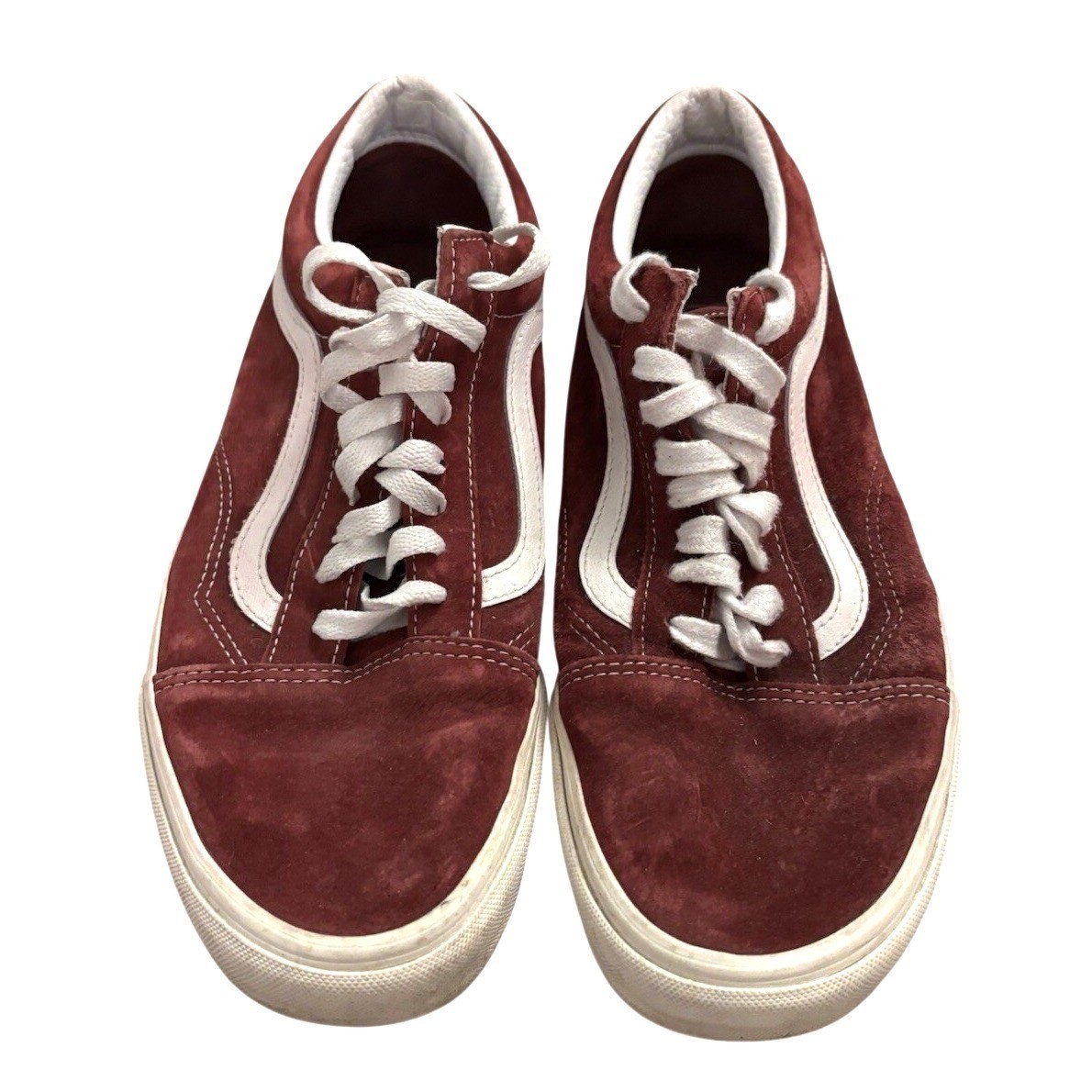 Vans Old Skool Shoes Men 10 Suede Burgundy Red Low Top Skate Stripe Eco Dry