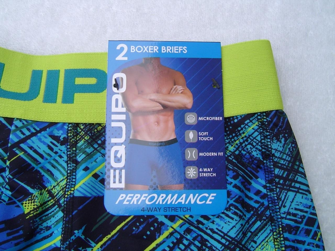 NEW MENS 2 PACK EQUIPO BOXER BRIEFS BLUE/MULTI AND BLACK SIZE SMALL 28-30