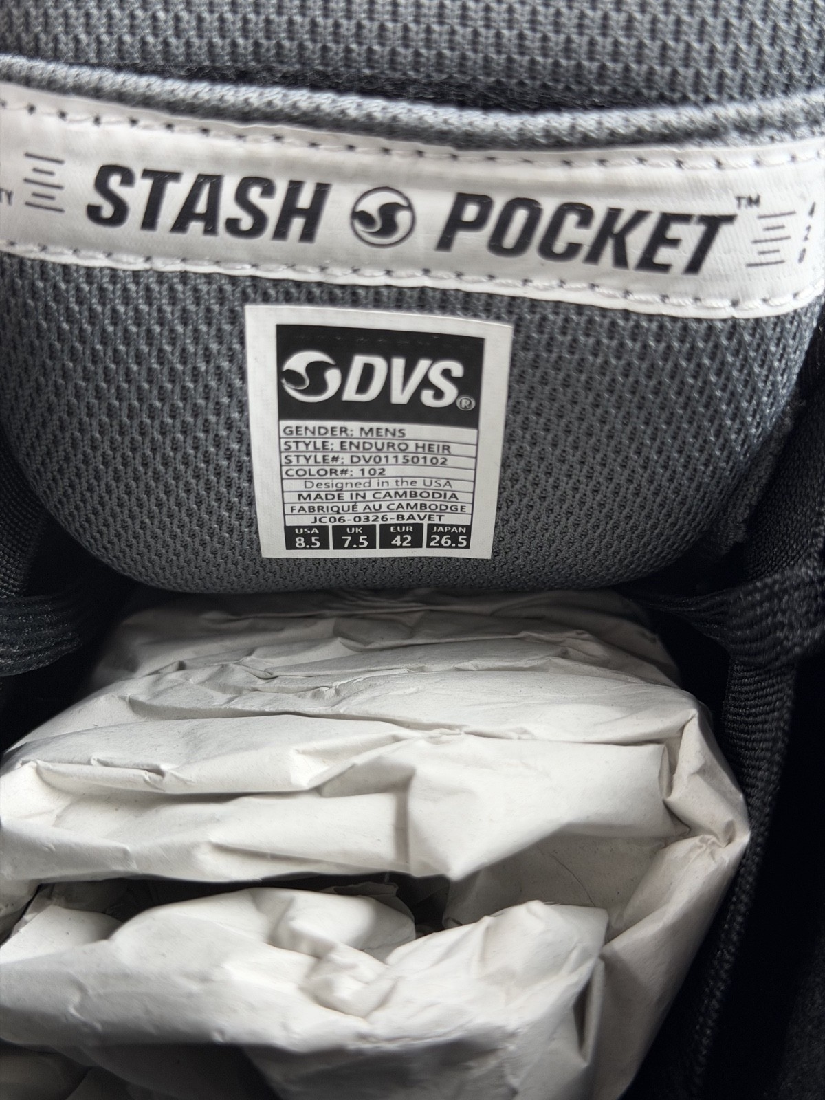 DVS Shoes Enduro Heir in Black/White/Charcoal, Size 8.5