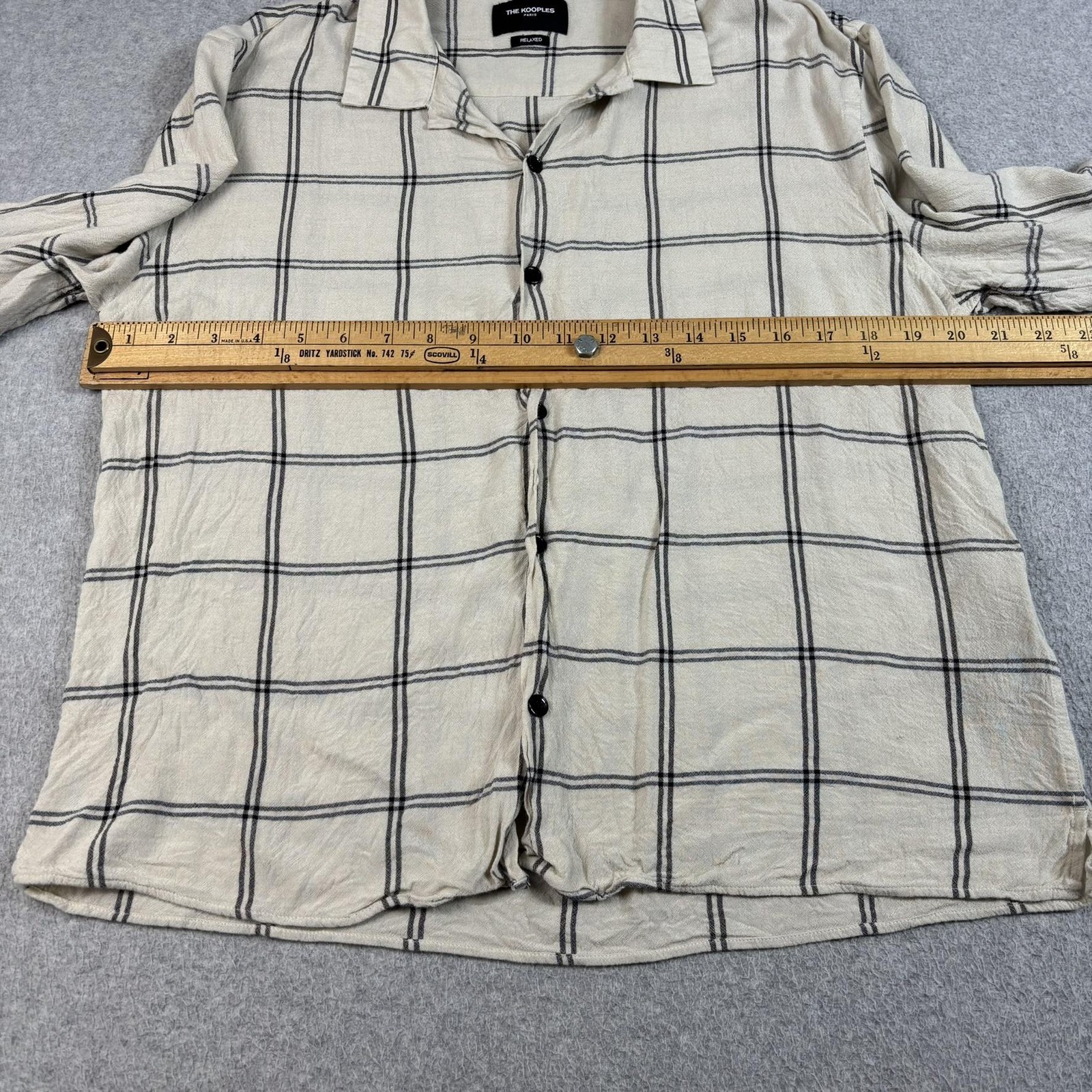 The Kooples Shirt Womens Large Beige Plaid Button Heritage Lightweight Classic