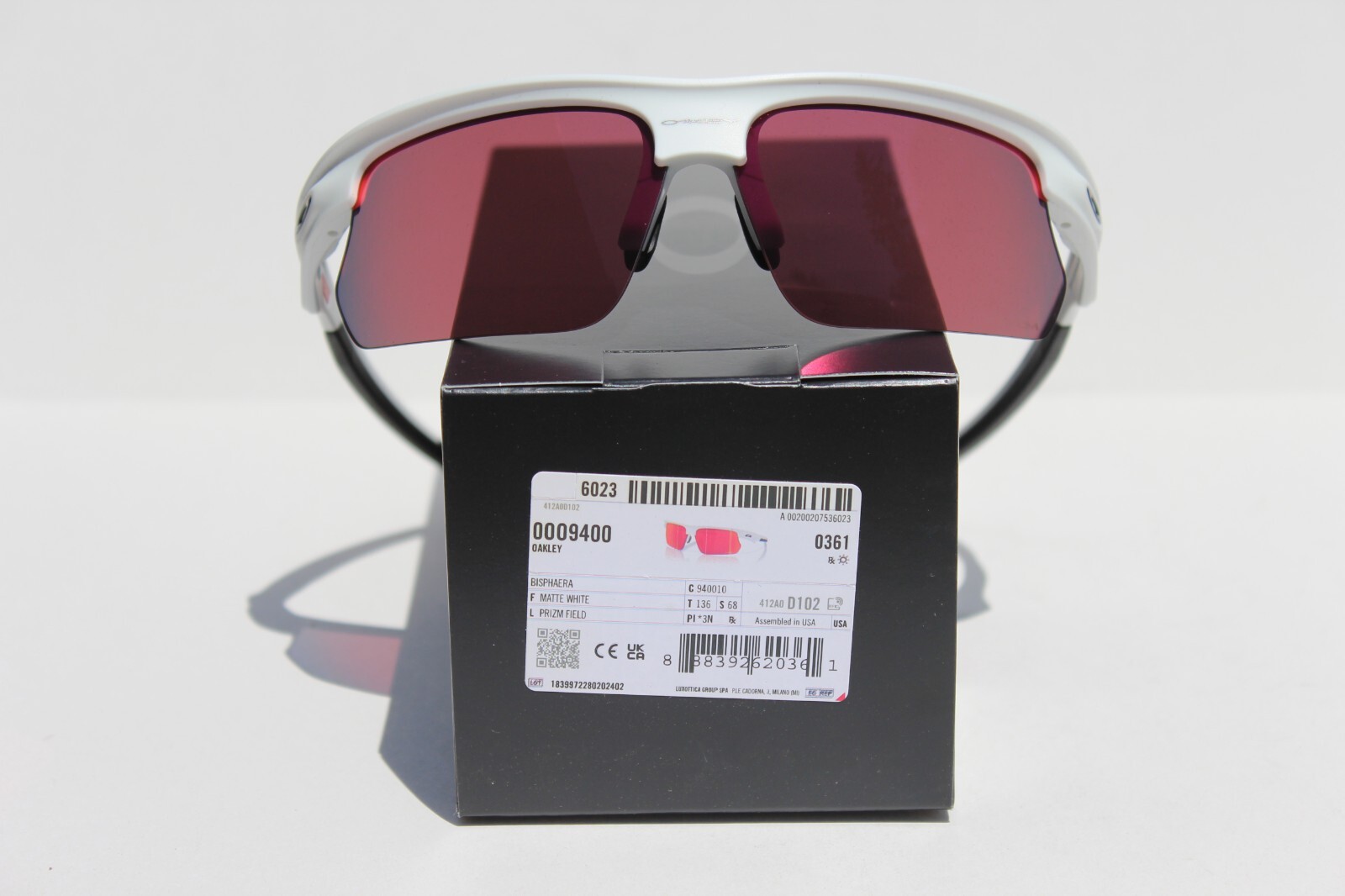 OAKLEY Bisphaera Sunglasses Matte White/Prizm Field OO9400-10 NEW Sport