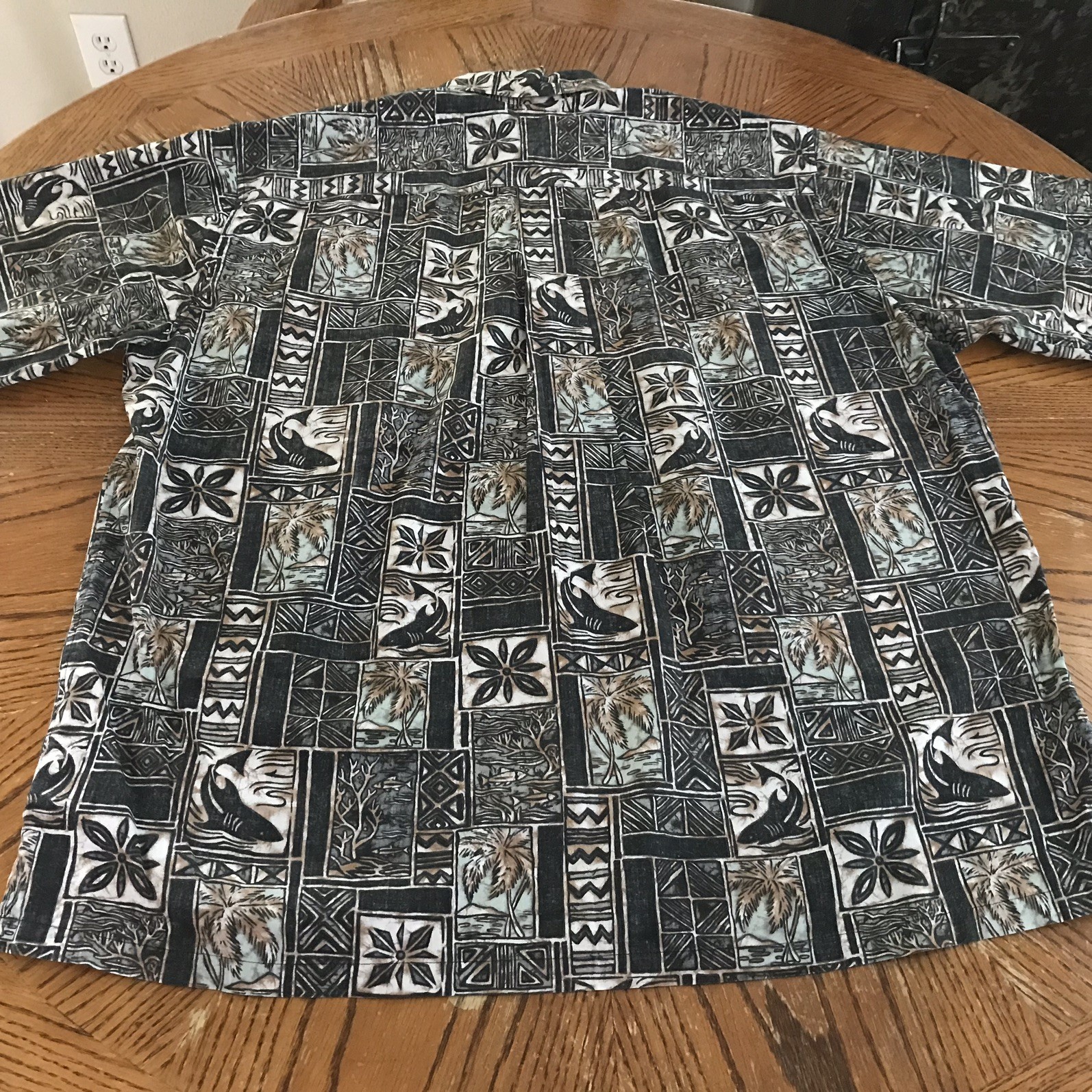 Cooke Street Honolulu Shirt Men’s XXL Black Grey Brown Reverse Palm Hawaiian