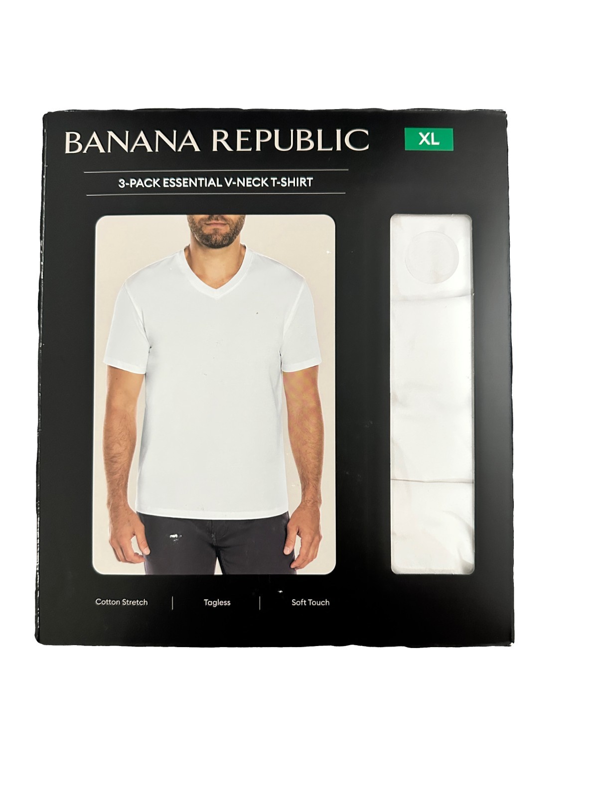 BANANA REPUBLIC MEN’S 3-PACK ESSENTIAL V-NECK T-SHIRT WHITE