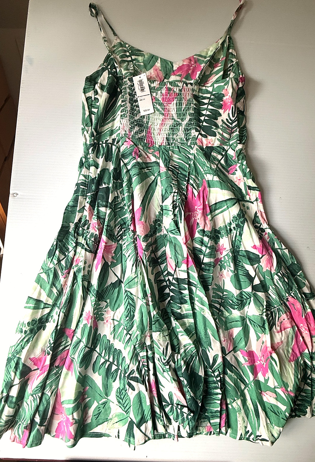 tropical floral spaghette strap fit and flare sundress
