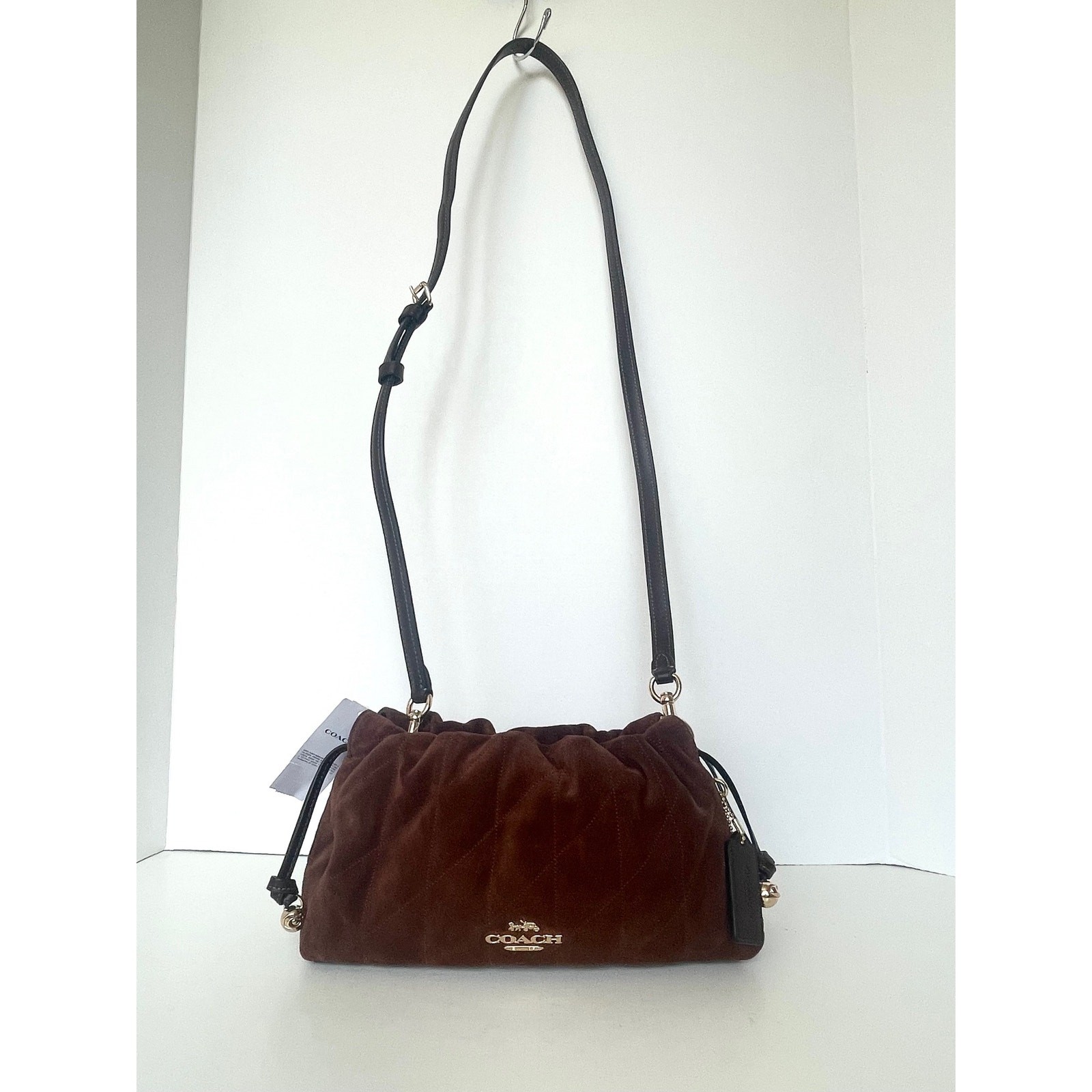 Coach Faye Shoulder Bag CCZ55 Quilted Suede Leather Brown Maple Crossbody