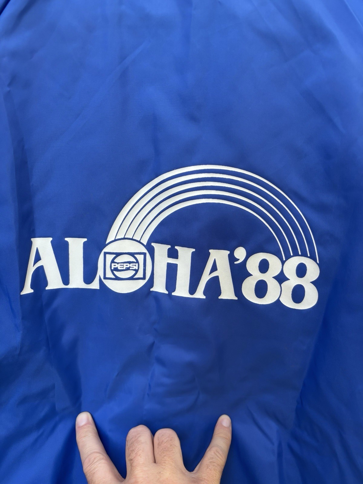Vintage NWT Pepsi Jacket Mens Large Aloha 88 Hartwell Blue Snap Windbreaker
