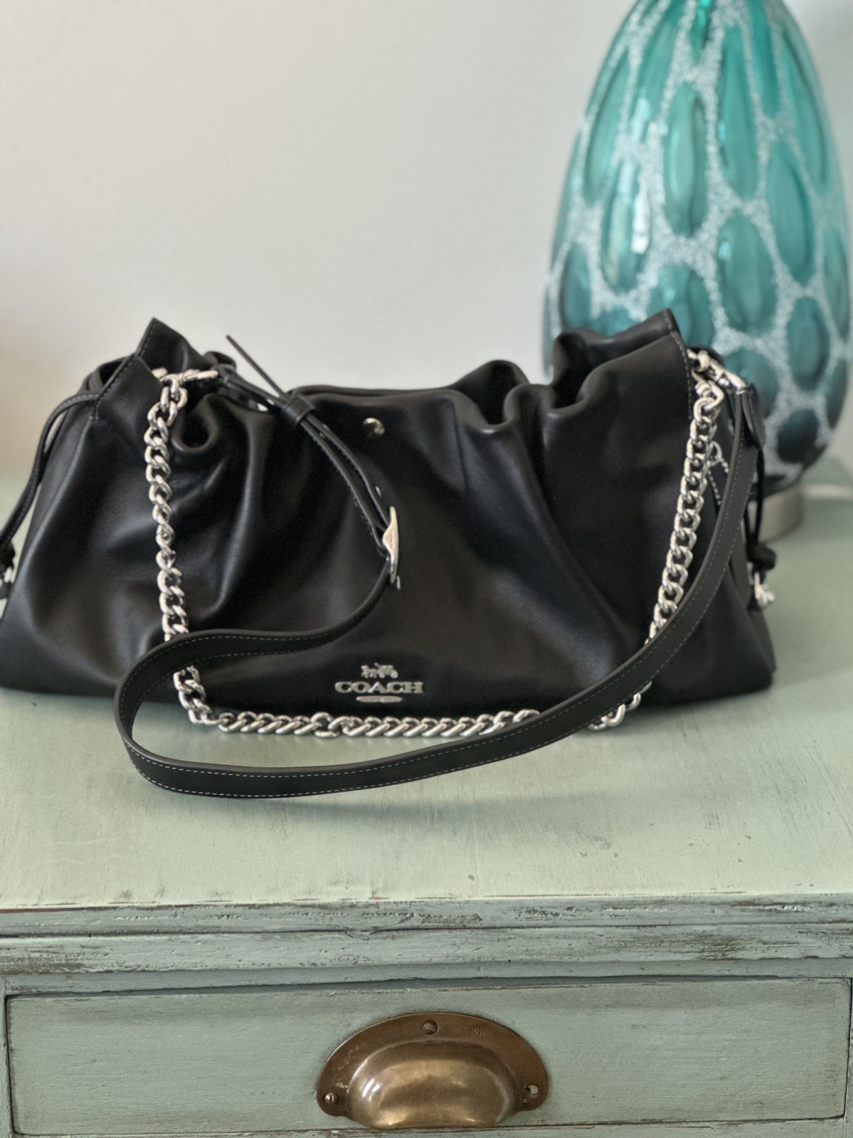 Coach Faye Large Shoulder Bag CCE68 Silver/Black