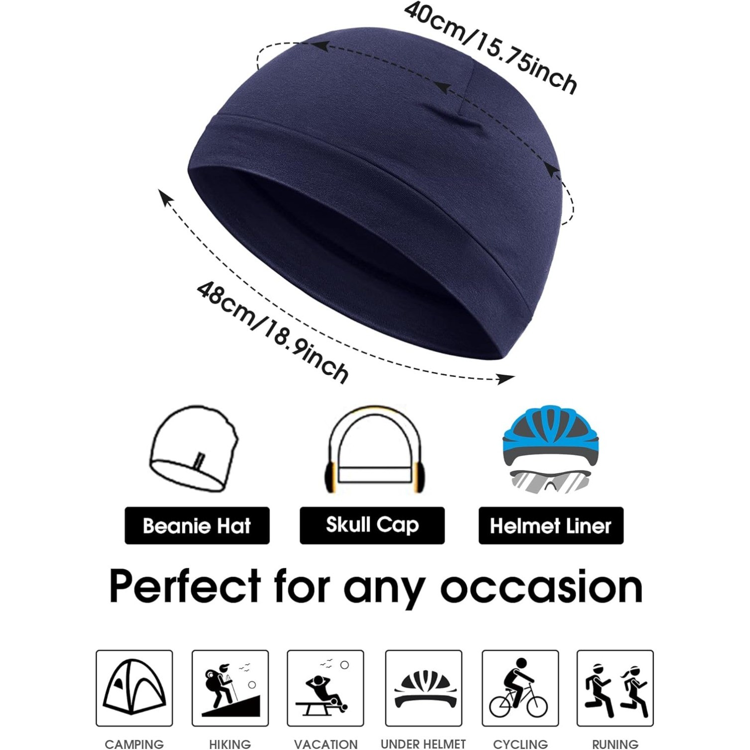 4 Pcs Men Skull Caps Soft Cotton Beanie Hats Stretchy Helmet Liner Headwear