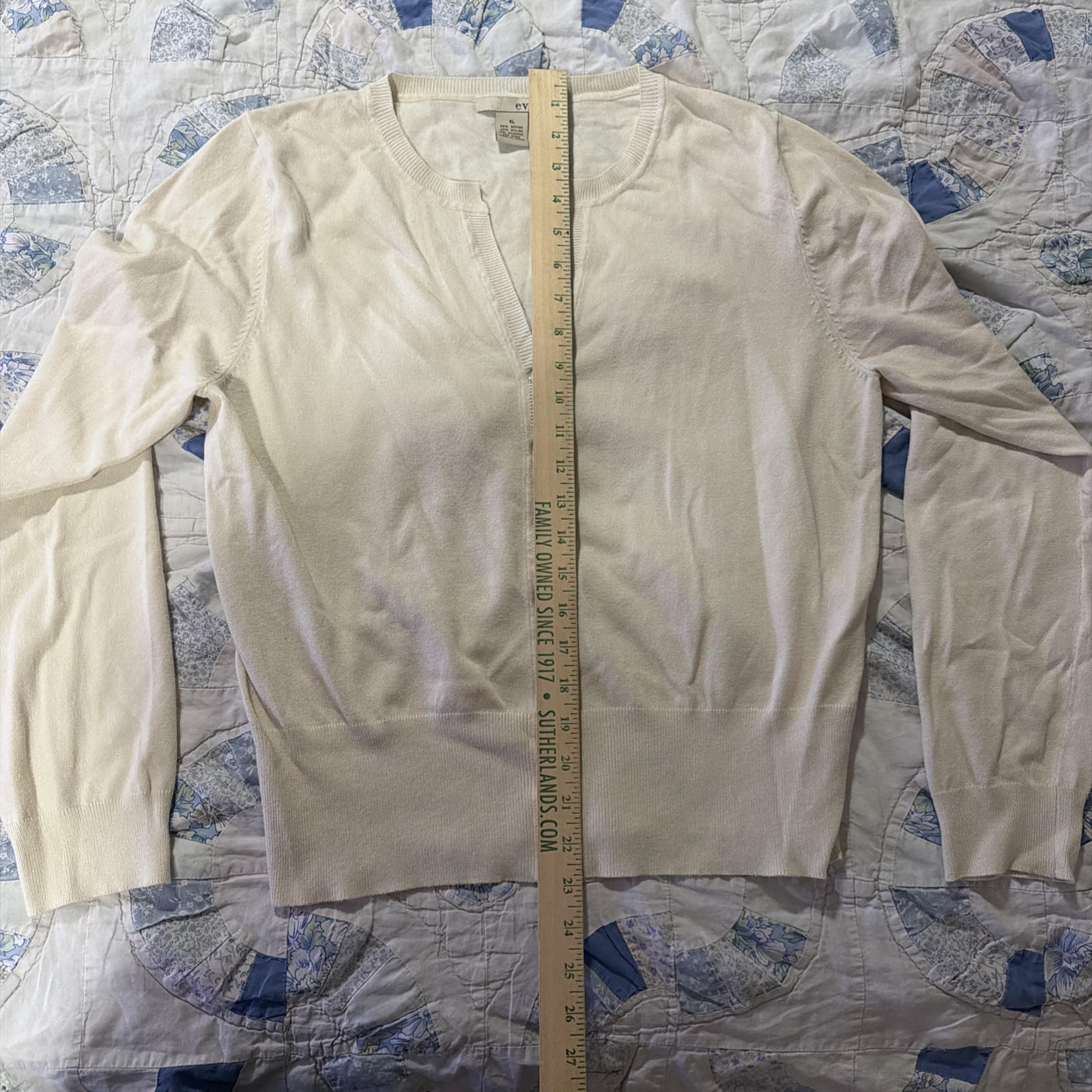 Evie Beige Knit Cardigan Sweater 80% Rayon and 20% Nylon XL