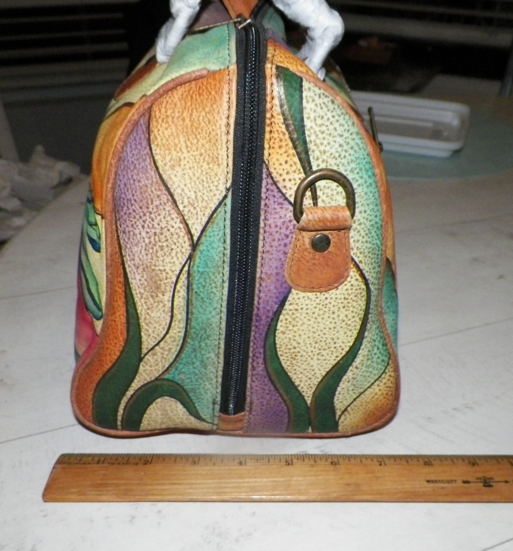 ANUSCHKA HAND PAINTED FLORAL & DRAGONFLIES PURSE NEW WITH TAGS