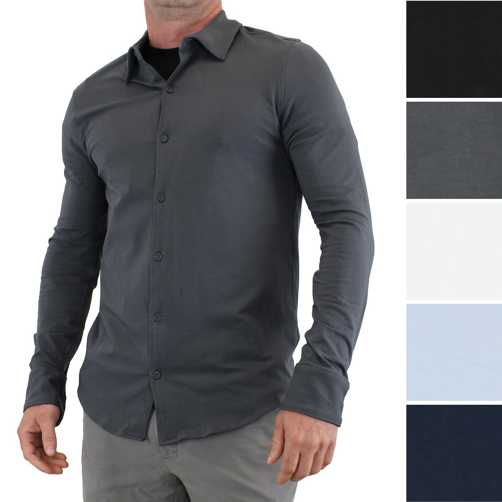 True Classic Men’s, Knit Long Sleeve, Slightly Relaxed Fit Collard Shirt