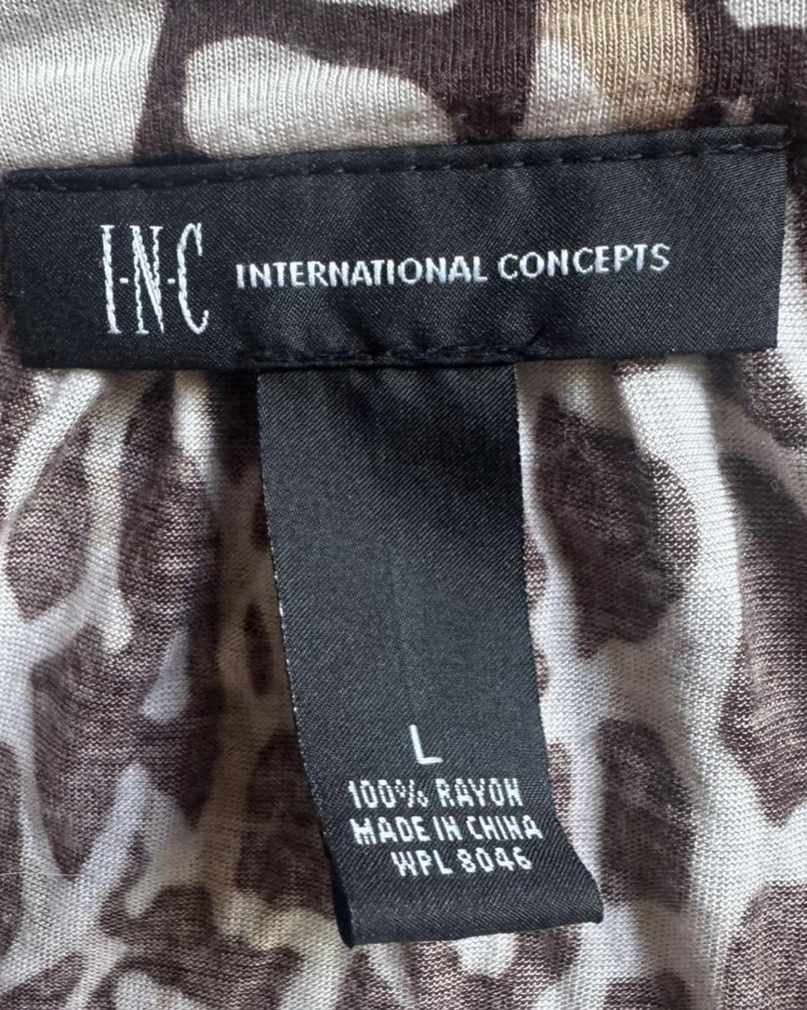 International Concepts Brown and Beige Leopard Print Tank Top w/ Beaded Neckline