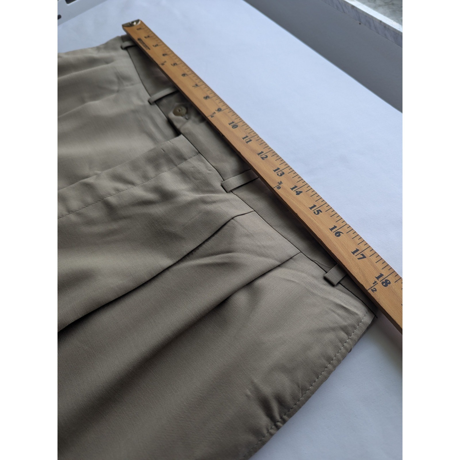 VTG Ralph Lauren Dress Pants Mens 35×31 Tan Wool Cashmere 120s Pleated Cuffed