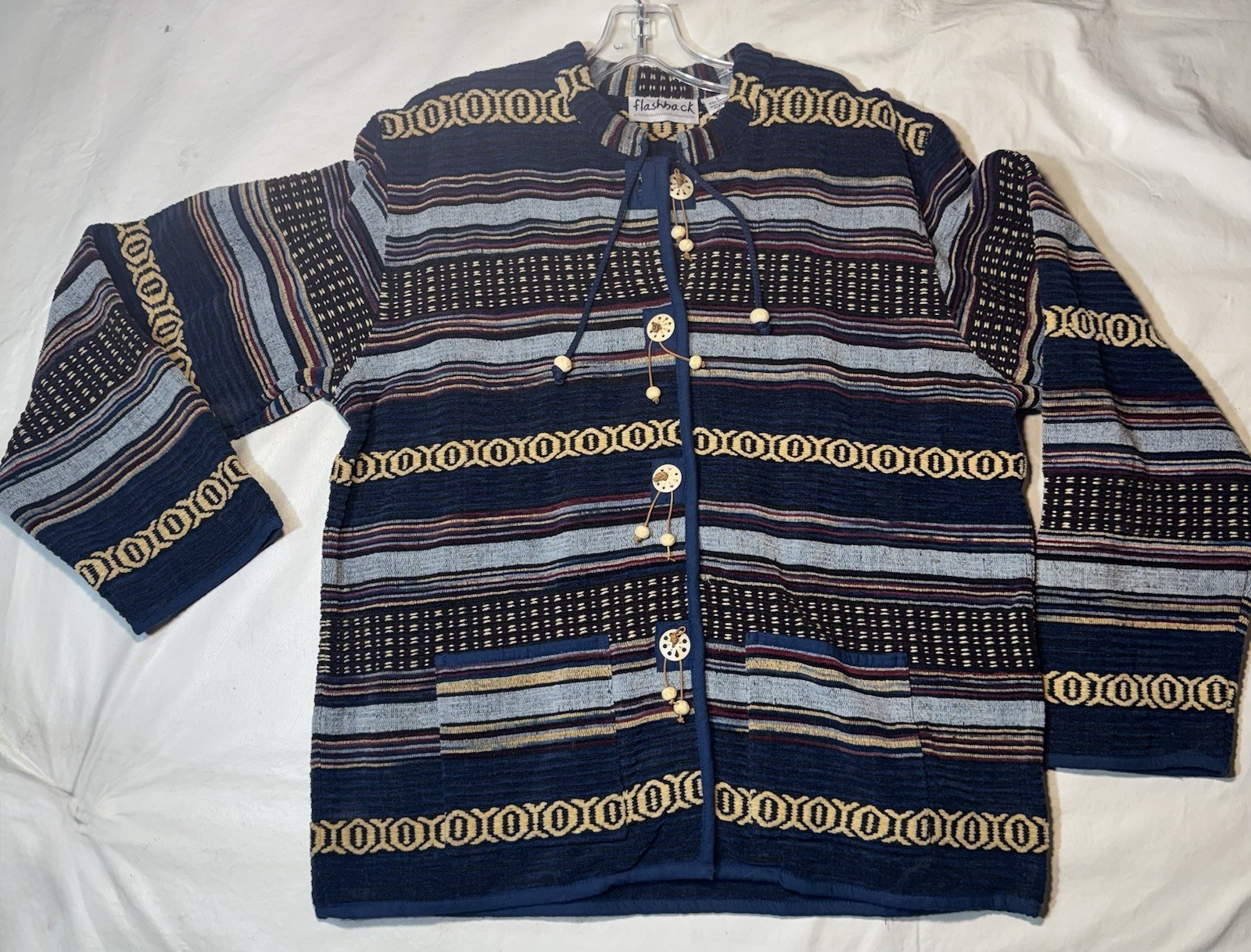 Flashback Vintage Aztec Blazer Jacket Western Button Cotton Tapestry Womens M
