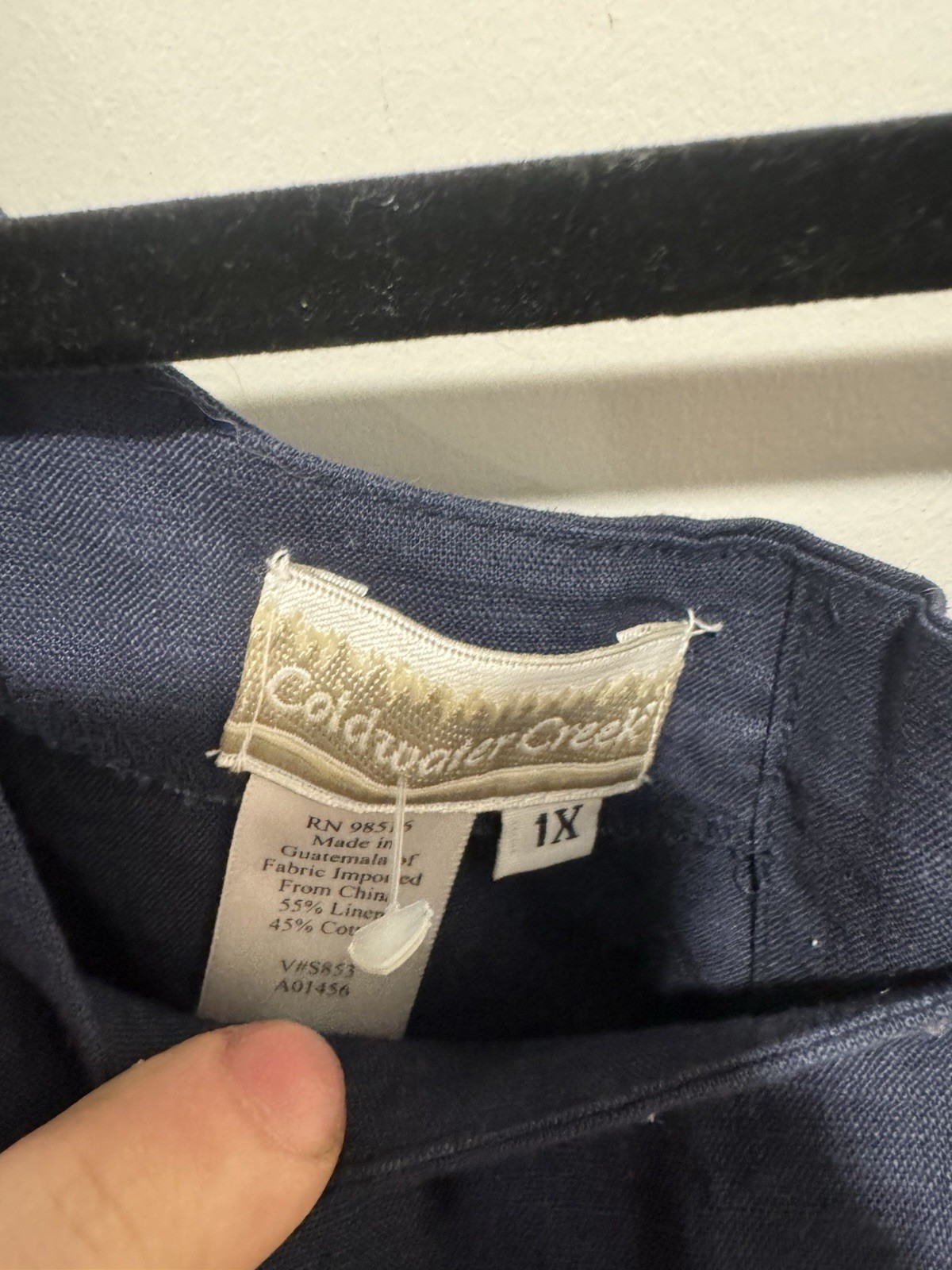 Coldwater Creek Navy Blouse, Buttons In The Back, Size 1x