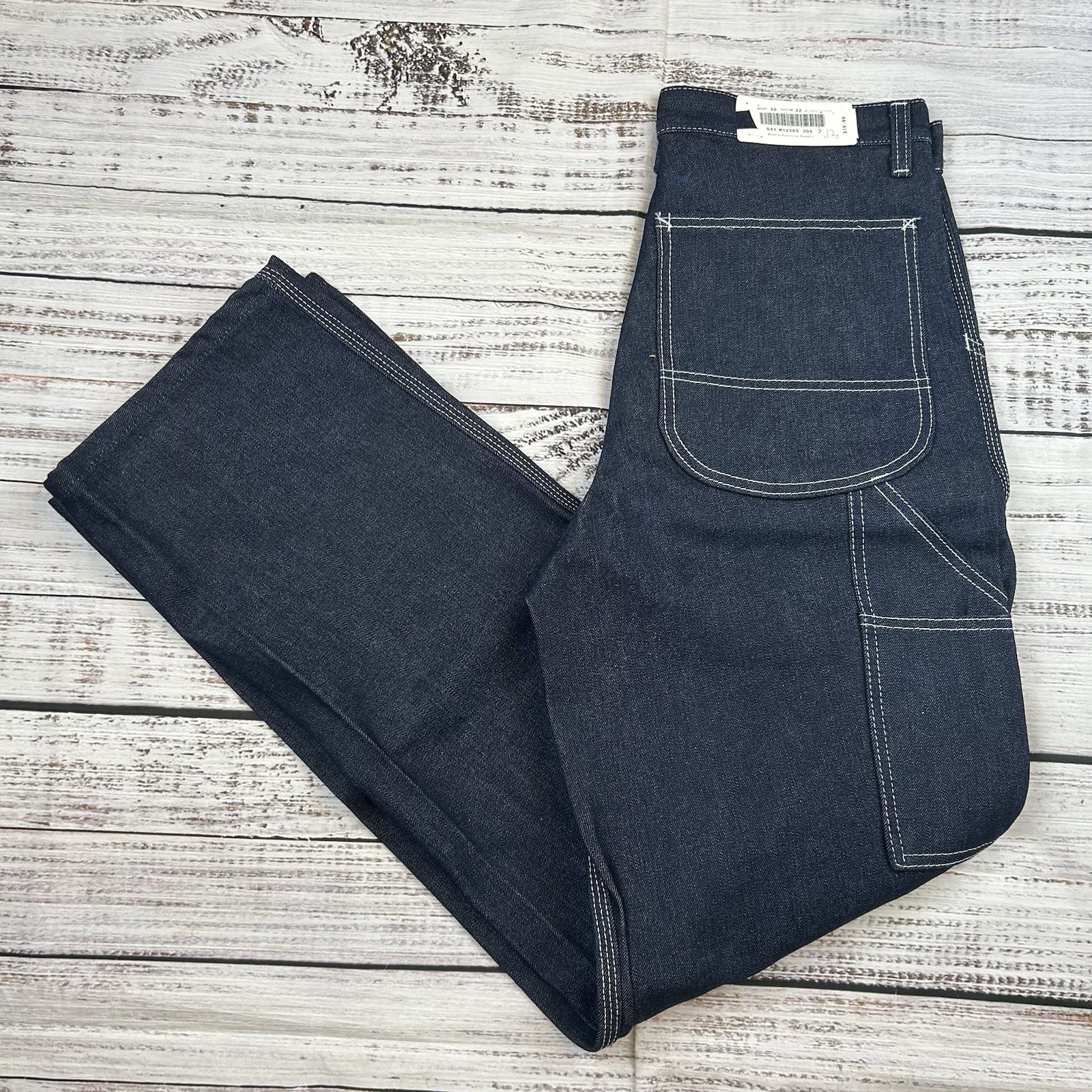 NWT Vintage Sears Roebucks Jeans Mens 30×33 Blue Carpenter Hammer Loop Denim