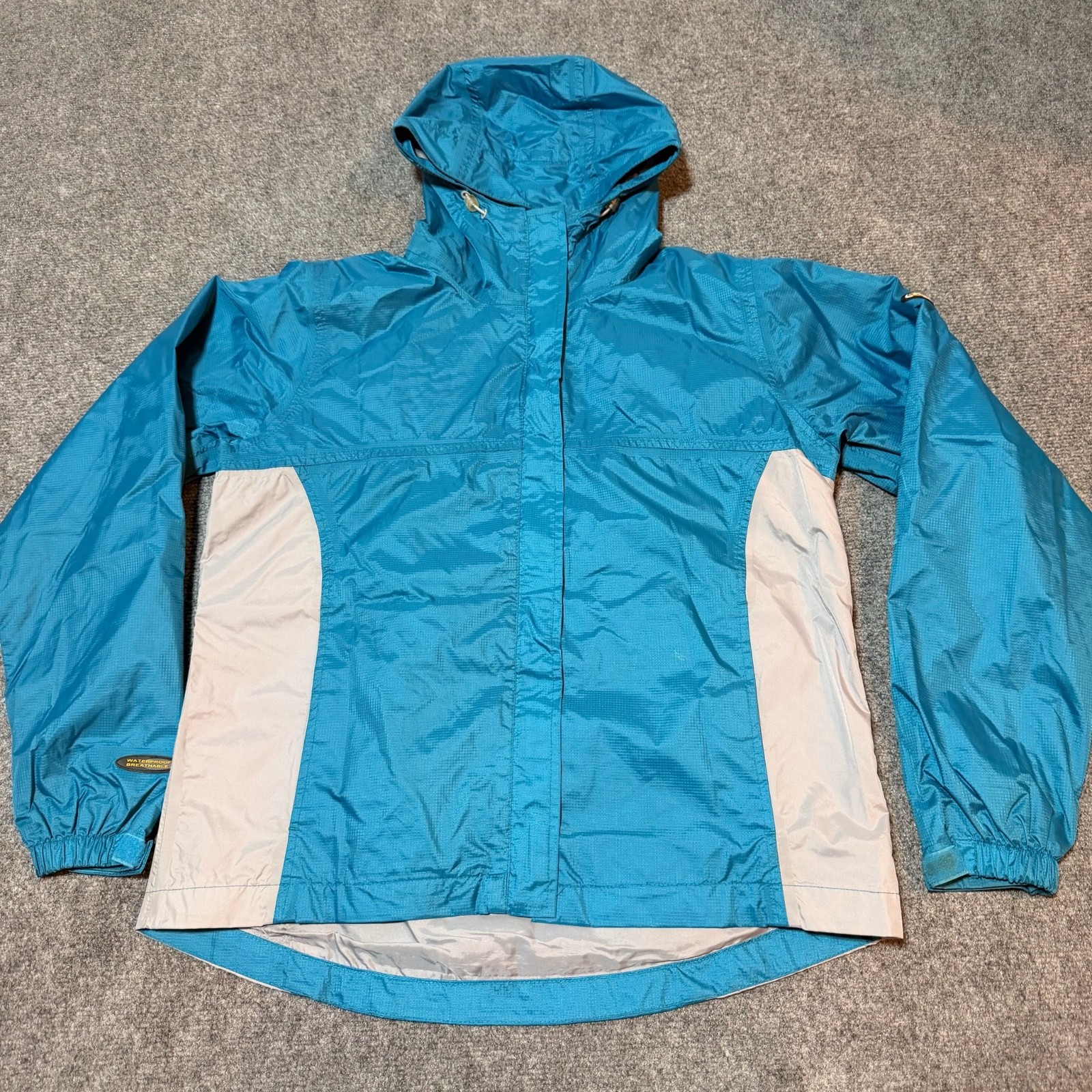 Stearns Jacket Mens Medium Grey Hooded Waterproof Breathable Full Zip Pockets