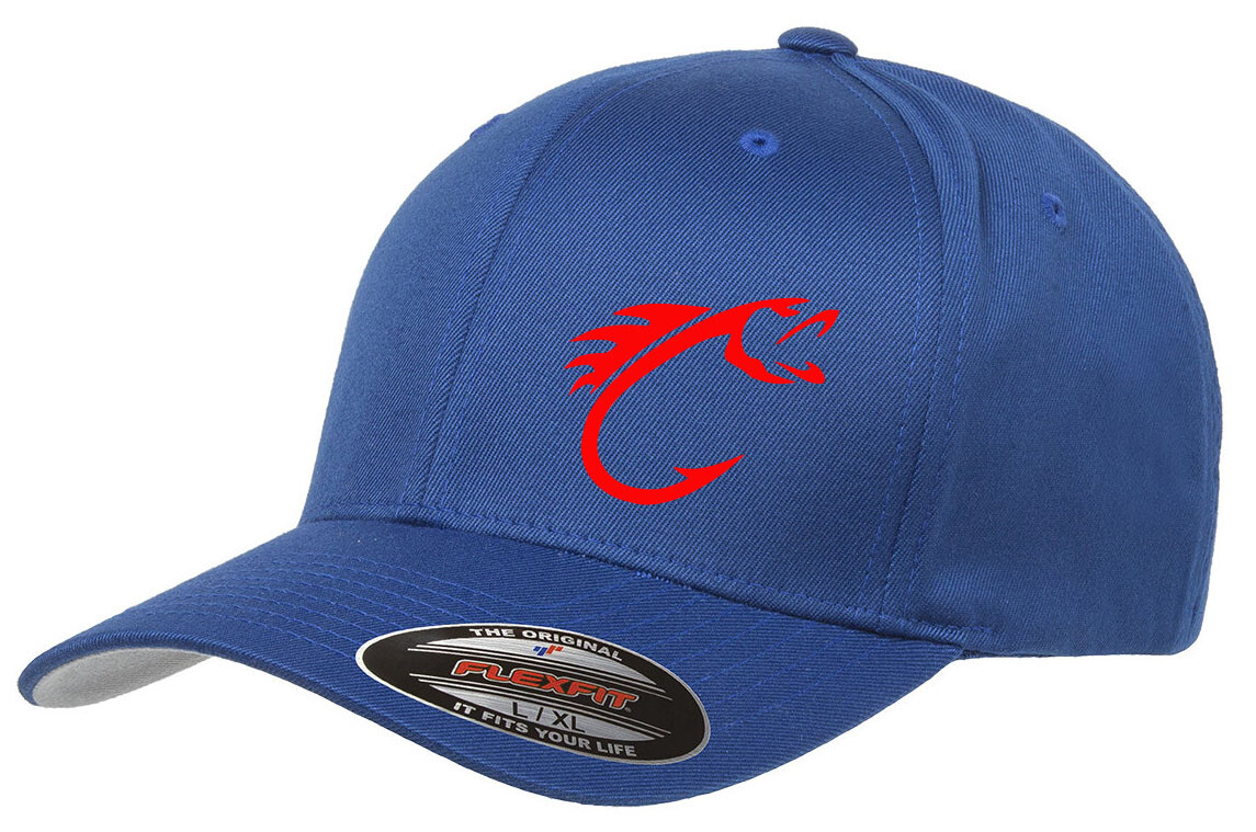 FISHING HOOK FISH 6277 CURVED FLEXFIT HAT *FREE SHIPPING in BOX*