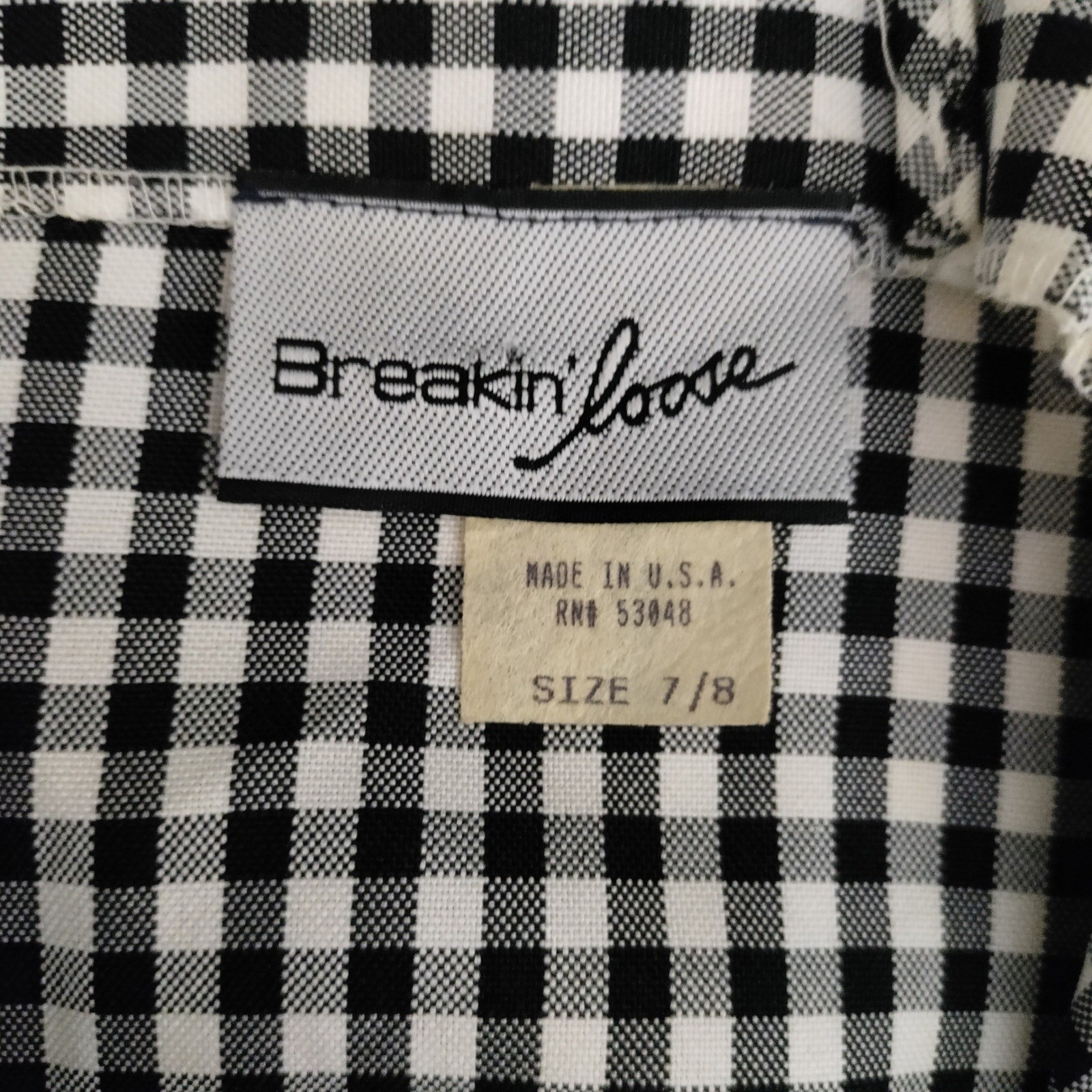 Breakin Loose Vintage Gingham Lace Up Mini Dress Black White Checkered Size 7/8