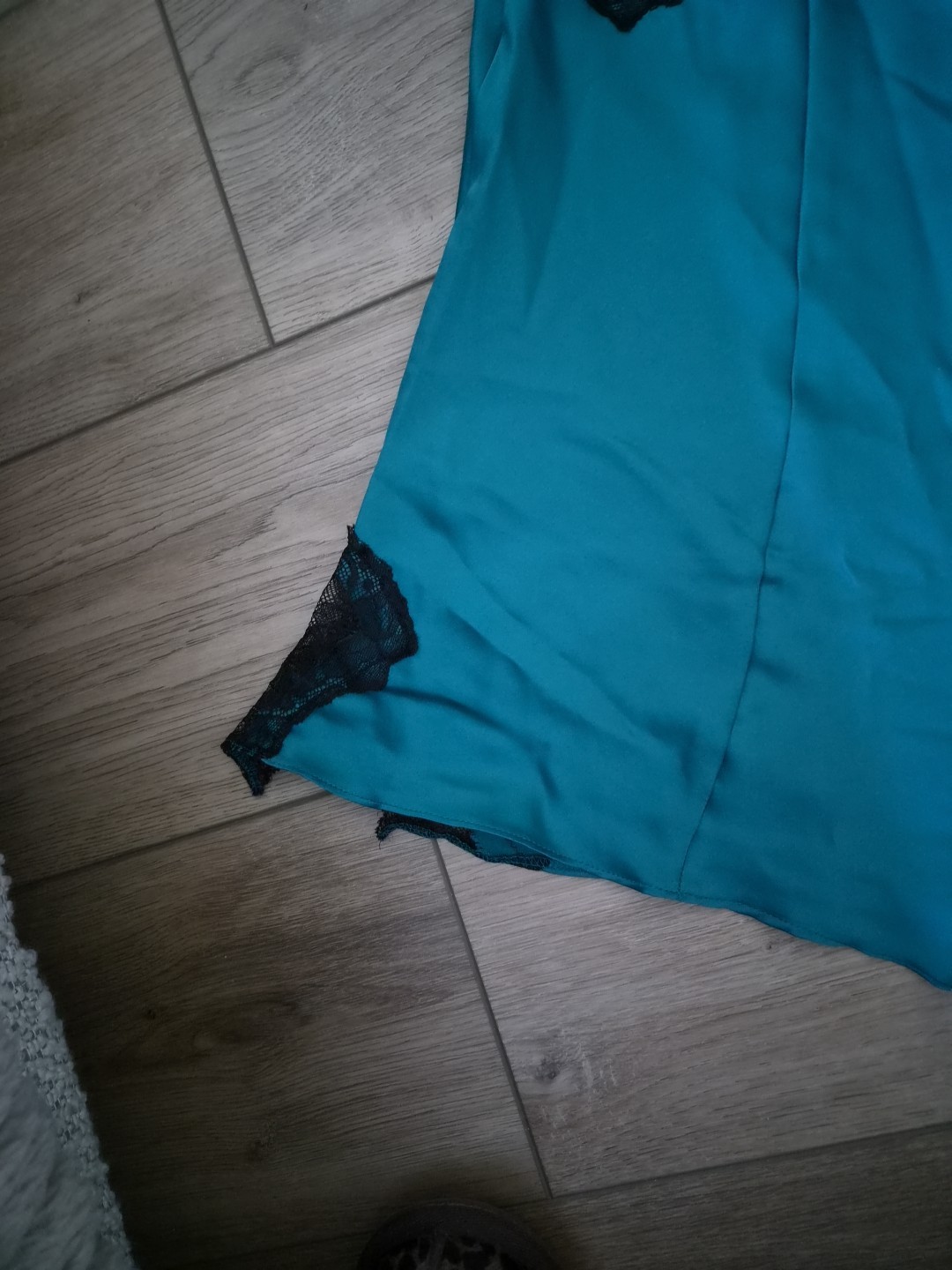Ann Summers Teal Blue/Green Satin & Black Lace Playsuit Size Medium 12-14