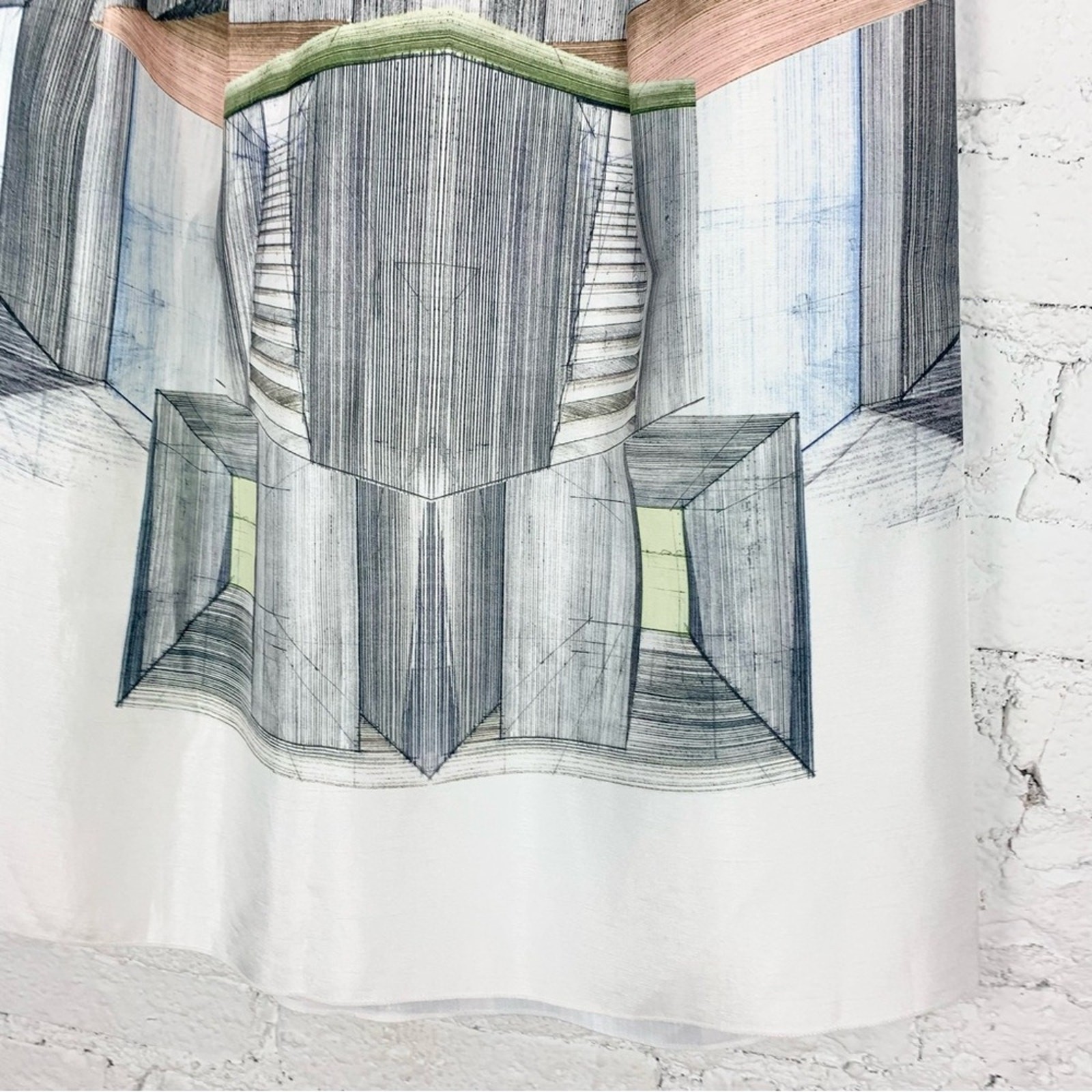 Clover Canyon Interior Perspective Abstract Sketch Vogue Runway Skirt M