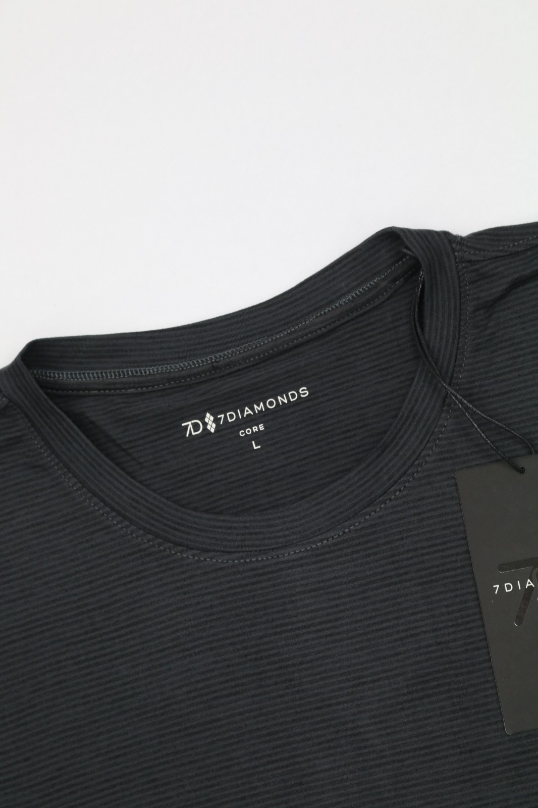 7 Diamonds Mens Core Crew Neck StripedTee Charcoal L 4-Way Stretch Quick Dry