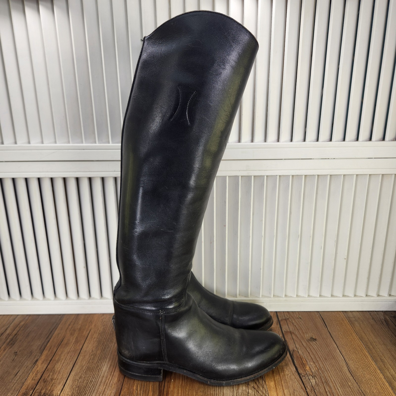 The Effingham Bond Boot Co. Womens Sz 7 Tall Black Leather Riding Boots 100L USA