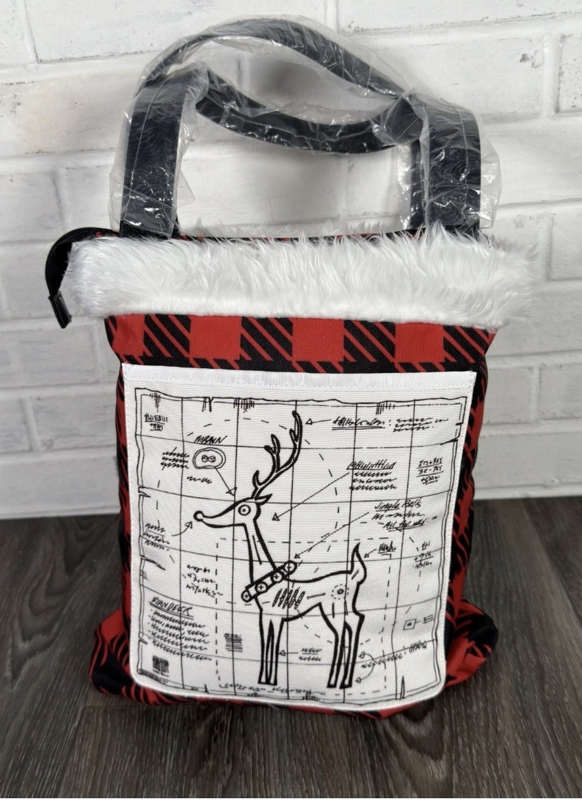 Disney Parks Nightmare Before Christmas Frightfully Festive Tote Bag Plaid Red