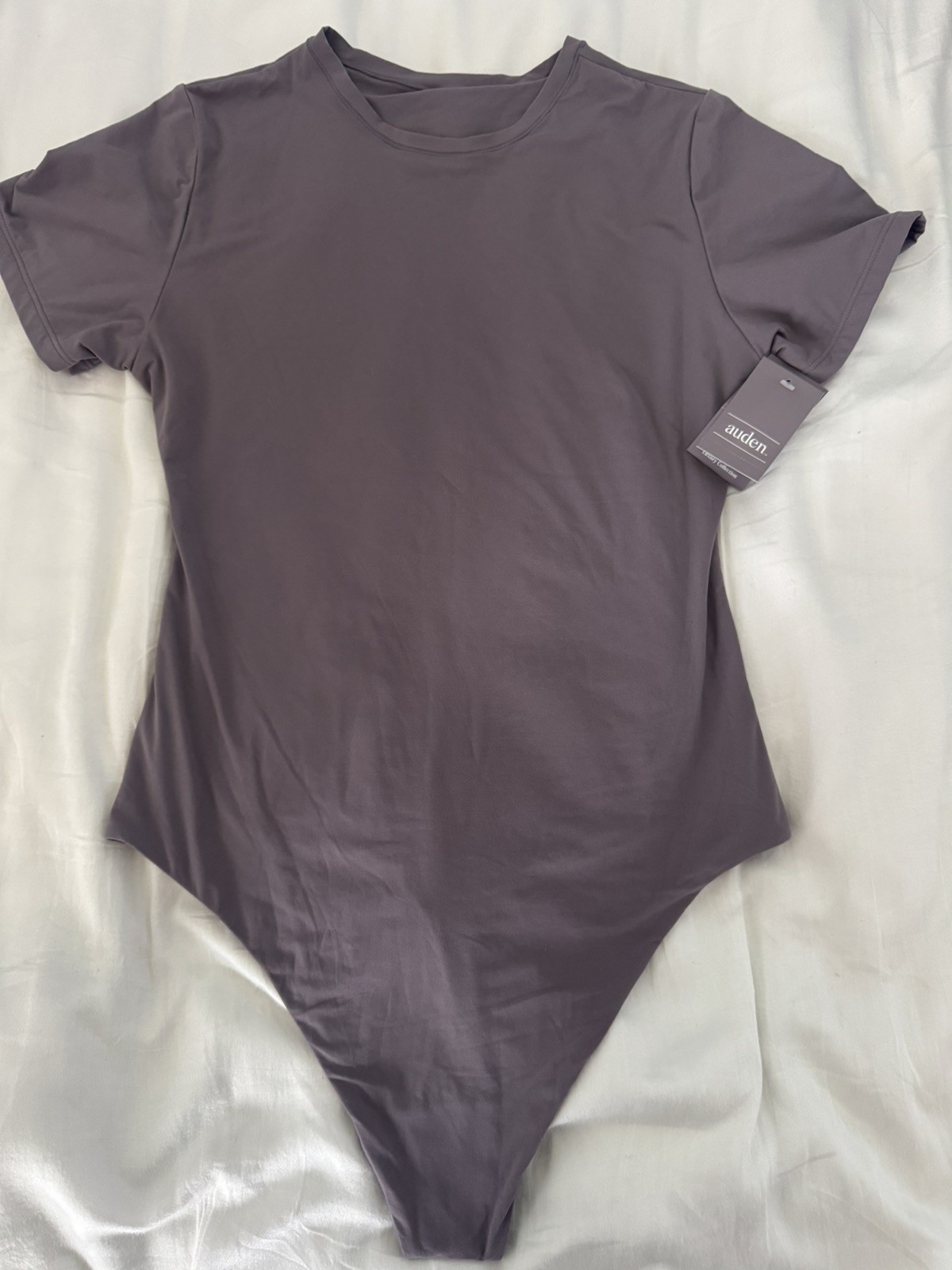 Auden Women’s Luxe Stretch Fully Lined Thong Bodysuit Mauve Gray Size Medium NWT