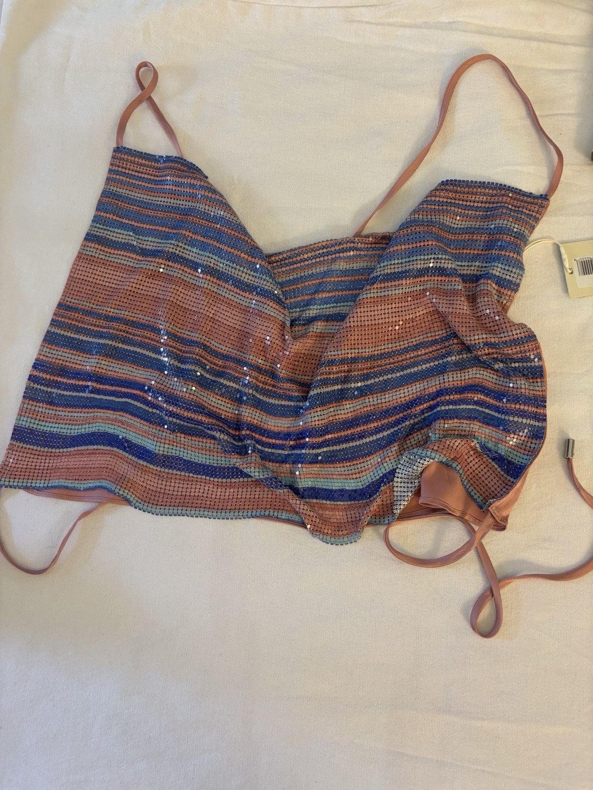 NWT Remy Brook Exclusive Marisa Multi Hankerchief Chain Top Colorful Festival M