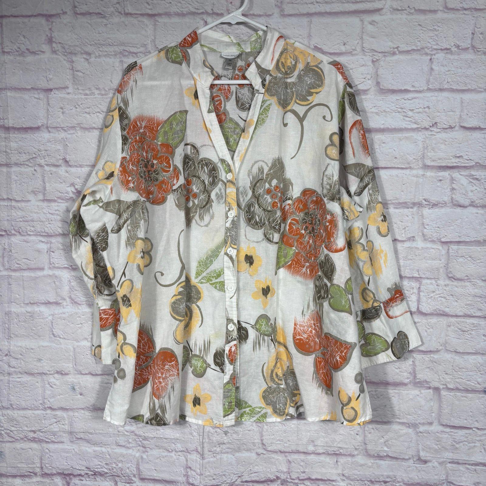 Harvé Benard Women’s Floral Button-Up Shirt Size 2X