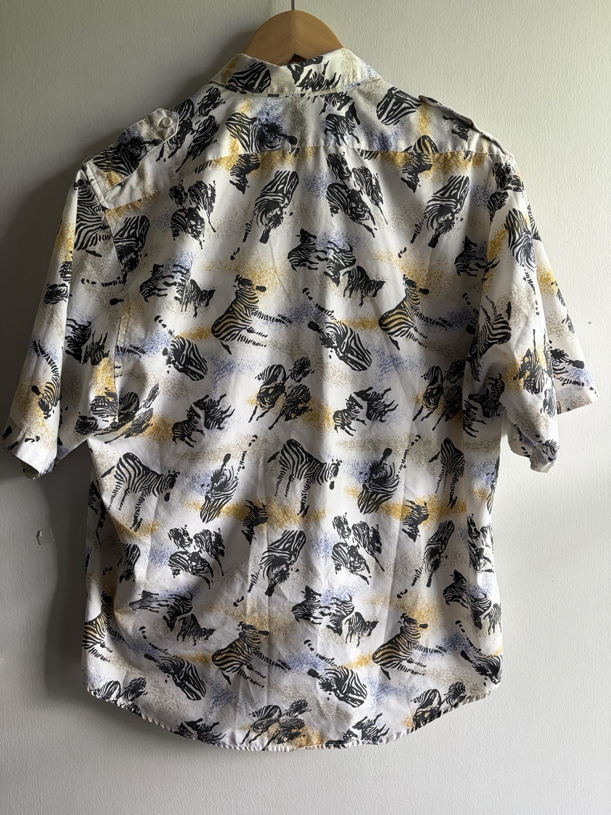 Vintage 80s 90s Diane Von Furstenberg Zebra Shirt Large DVF Safari Button Up SS