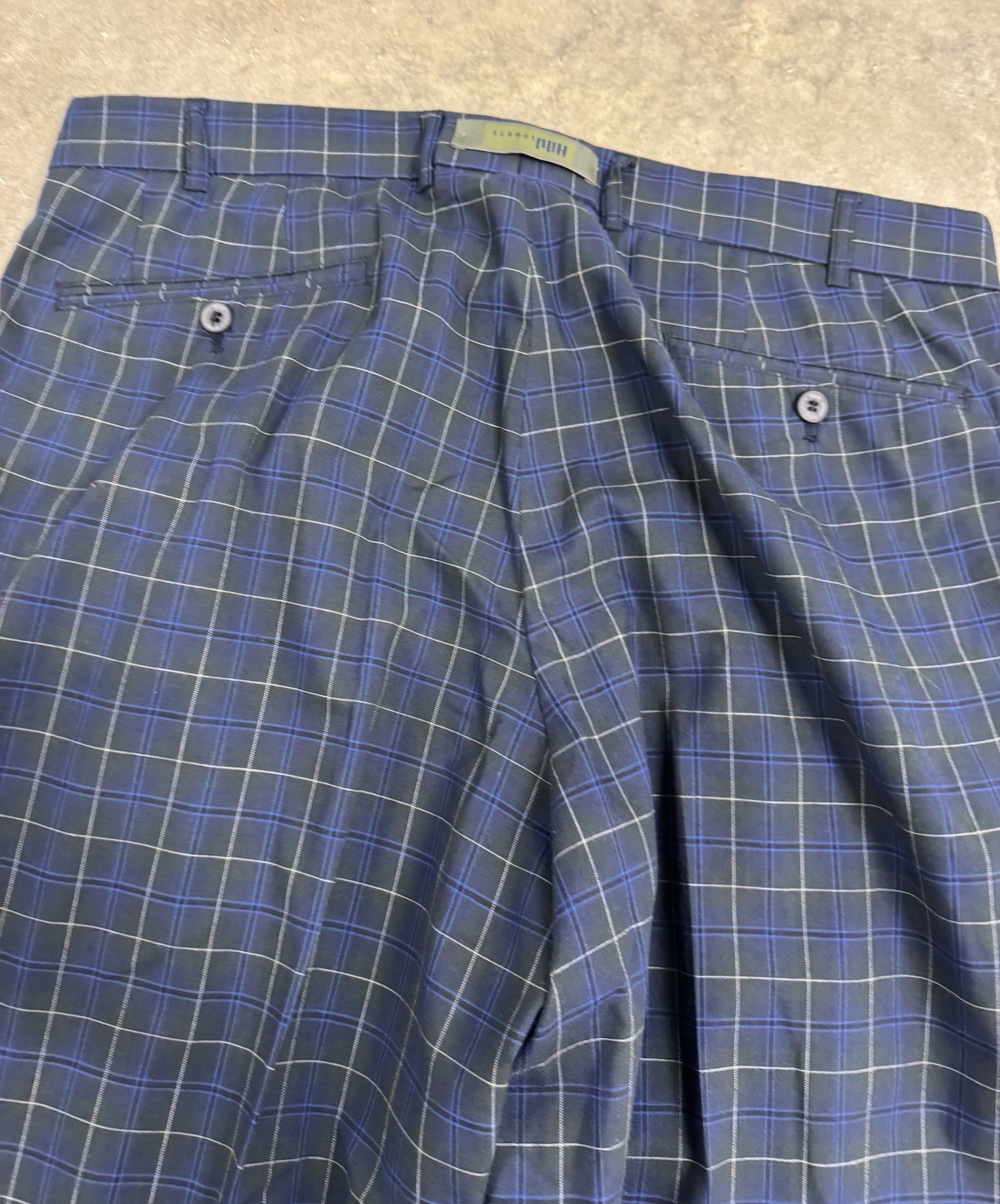 Vintage Hiltl Pants Mens 34×32 Plaid Check Golf Trousers Poly Cotton Pleated NEW