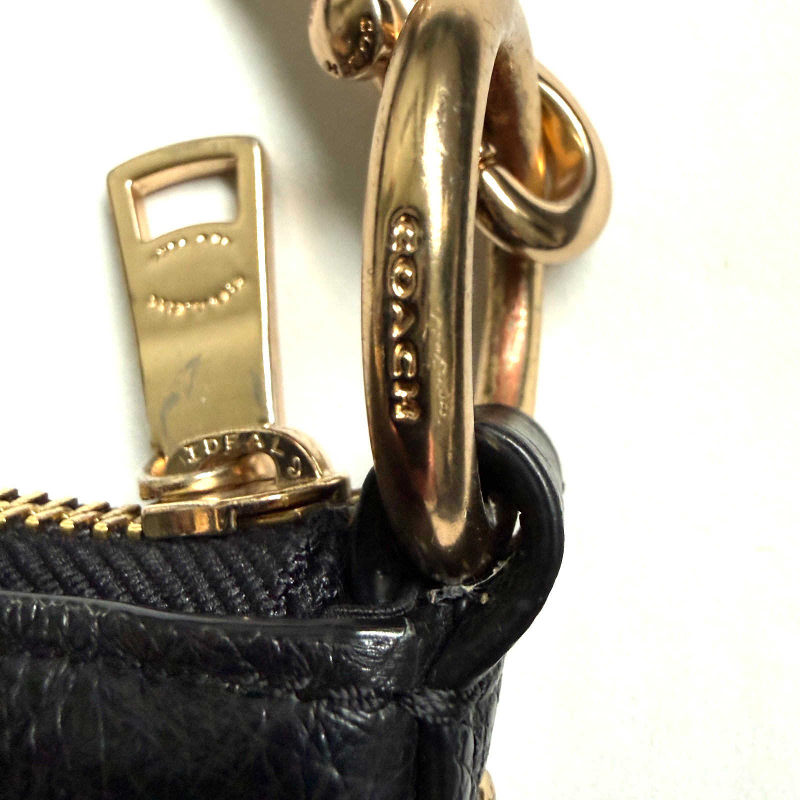 Coach Shoulder Bag Abby Duffle Pebbled Leather Bag w/Charm Black Very Nice EUC