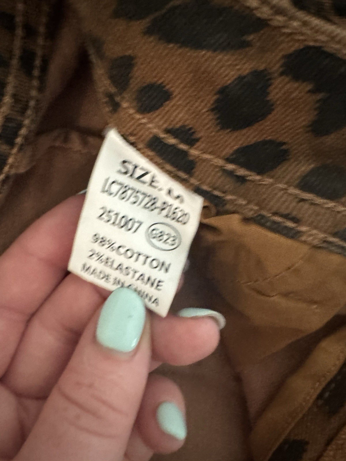 Luvamia Womens Leopard Print Denim Straight Jeans Stretch 5-Pocket Size M