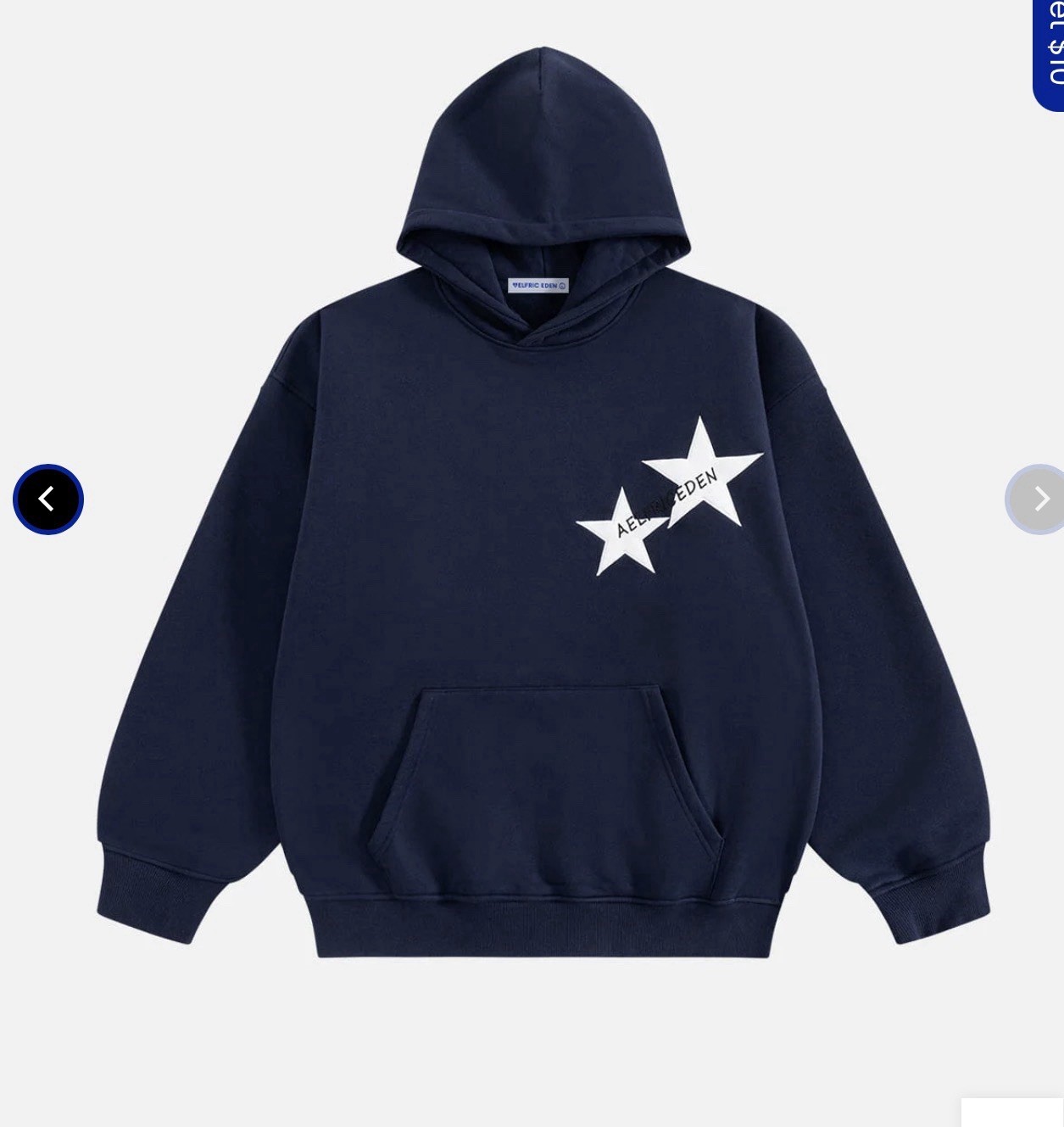 Eden Black/White Women’s Hooded Star Graphic Print Pullover Hoodie Size L