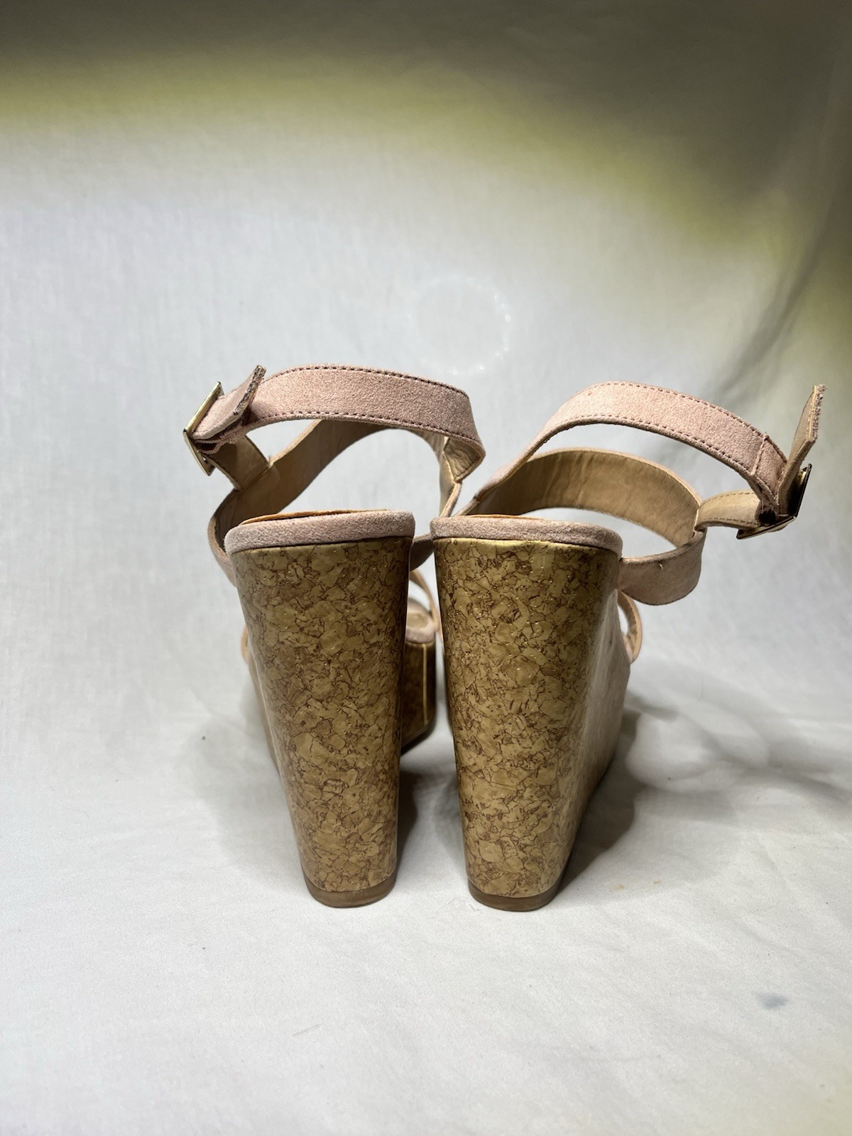 F&L Pink Wedge Sandals Ankle Strap Buckle Solid Manmade Womens US 10