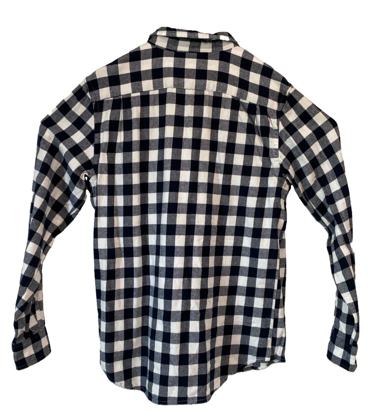 Old Navy Vintage Style Flannel Shirt Small Regular Fit Black White Plaid Gingham