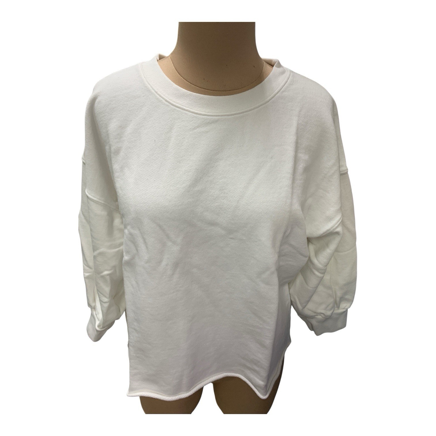 New Perfect White Tee Niall French Terry 3/4 Sweatshirt White Size Medium
