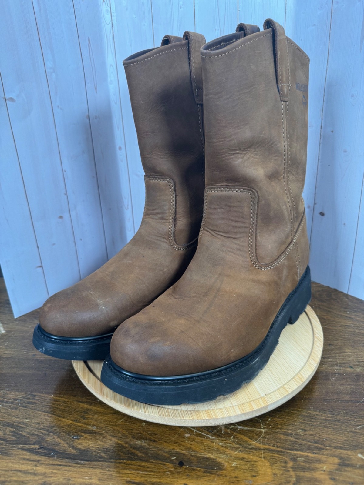 Wolverine W04727 Wellington Brown Leather Work Boots Size 11 Oil Resistant