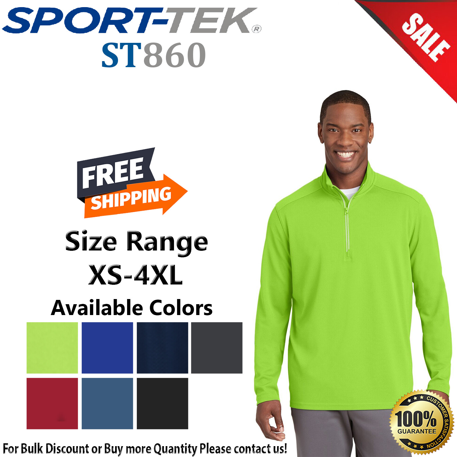 Sport-Tek ST860 Mens Long Sleeve Midweight Sport Wick Textured 1/4 Zip Pullover