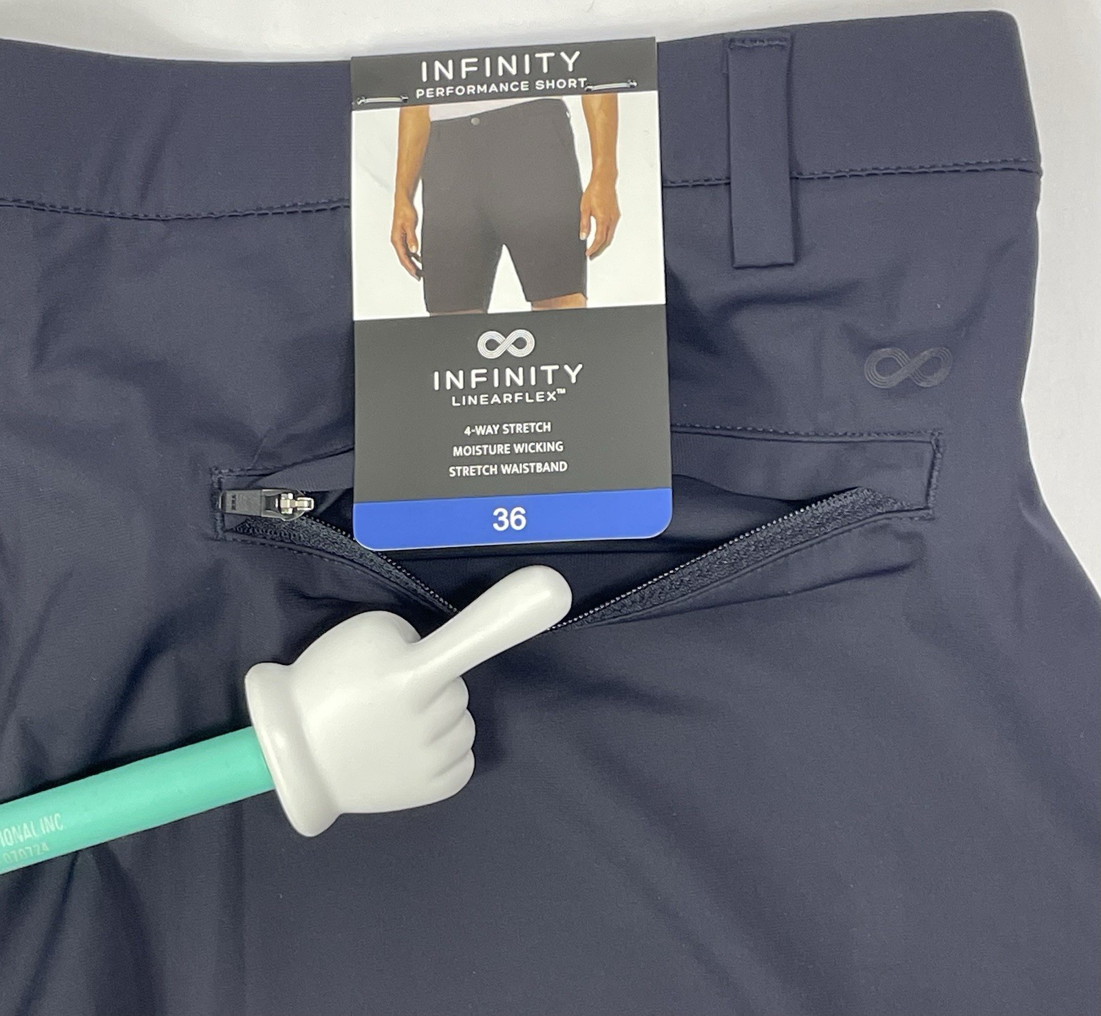 Infinity Men’s 36 LINEARFLEX NAVY PERFORMANCE Stretch Short **fit 37×8.5** NWT