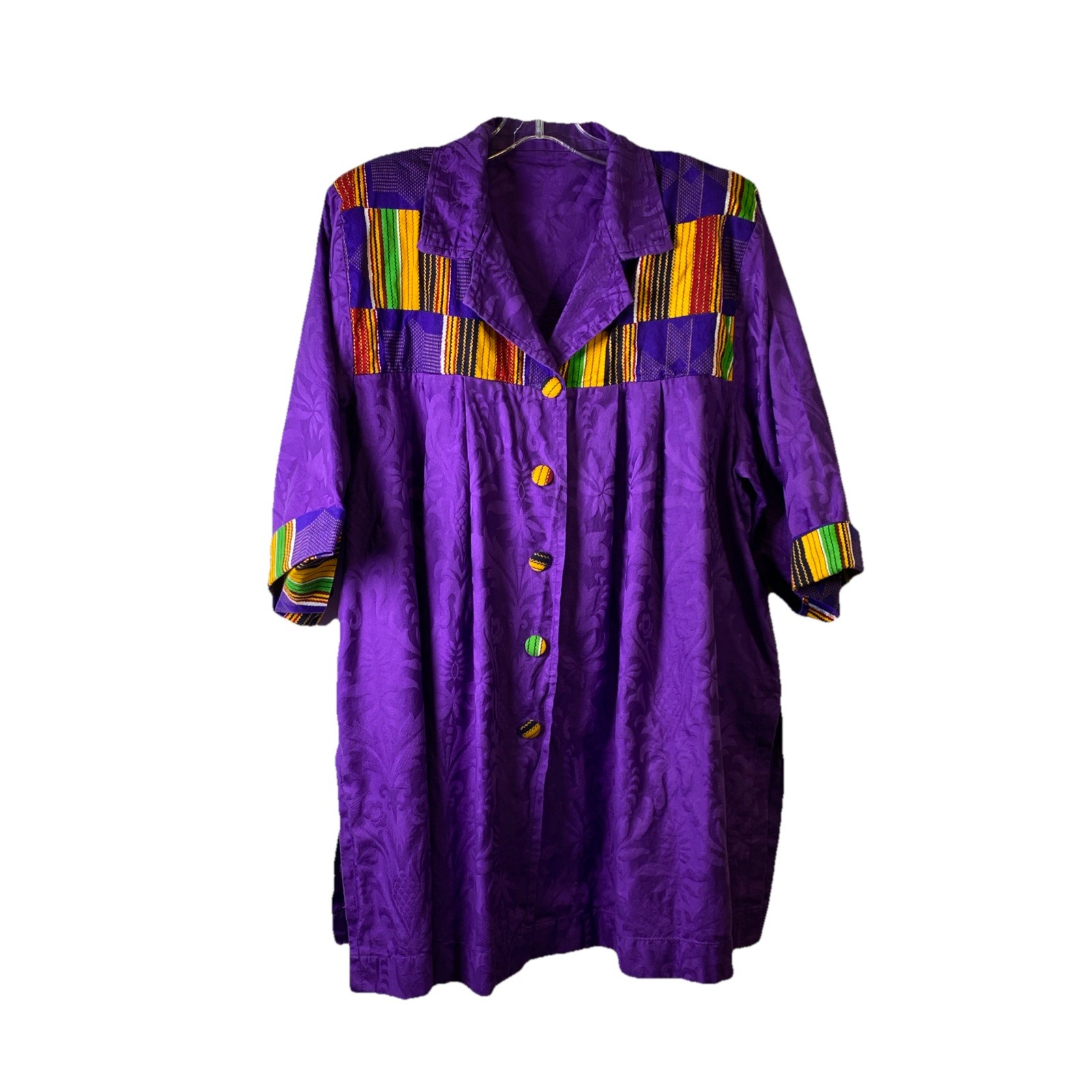 African Purple Womens Jacket – Size 1X – VTG Homemade, No Tags, Shoulder Pads