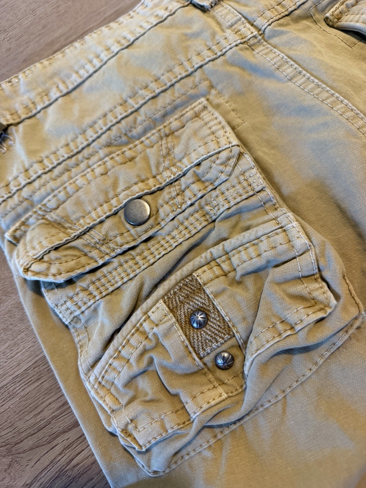 Y2K Junye Jeans Men’s Beige Cargo Pants 30 Regular Fit Straight