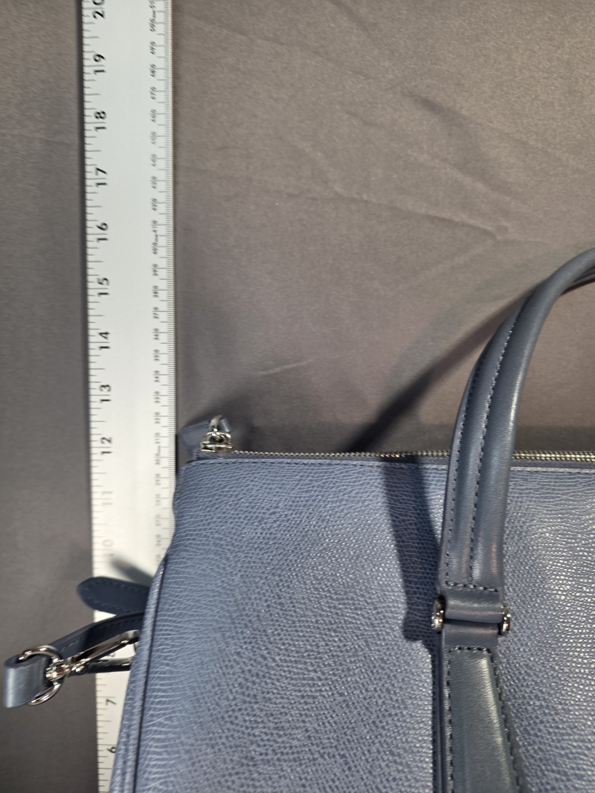 Tumi Dusty Blue Pebbled Leather Tote
