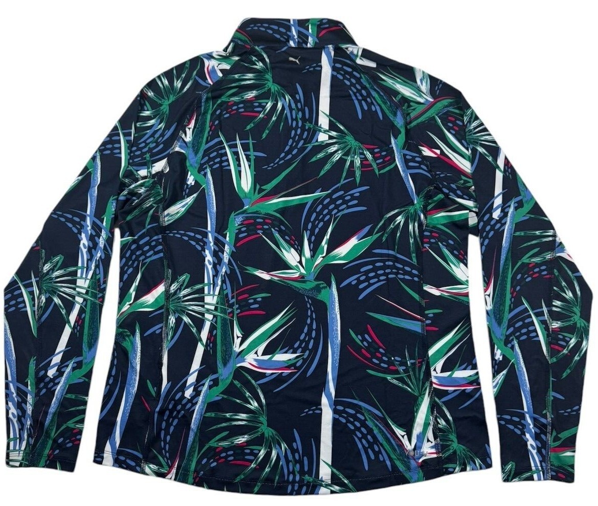 NWT Puma Womens UV Paradise 1/4 Zip Pullover Jacket XS S L XL 2XL Navy Floral A1
