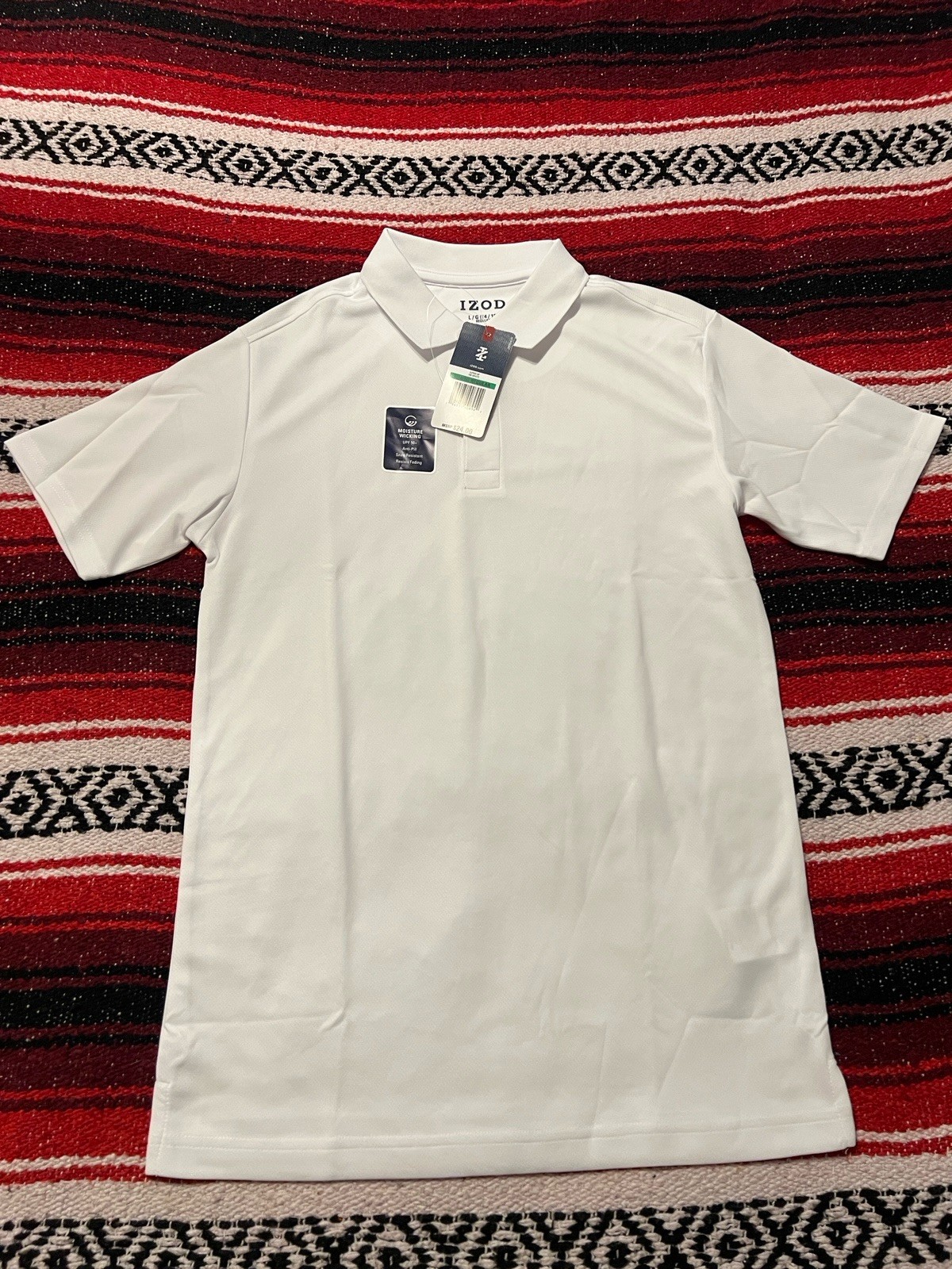 IZOD Youth L White Performance Polo Shirt Golf Tennis Moisture Wicking