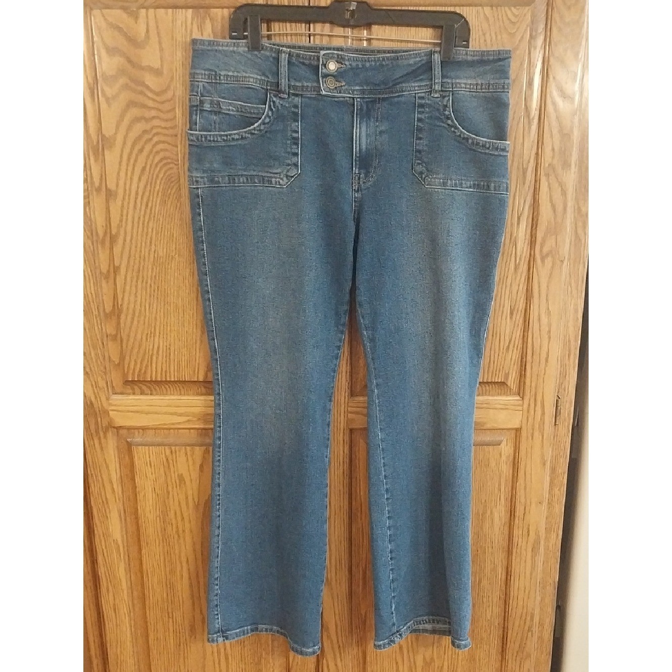 Bootcut NWT Extended Tab Denim Jeans Size 16 Dk Wash 2-Button Zip Fly Y2K Retro