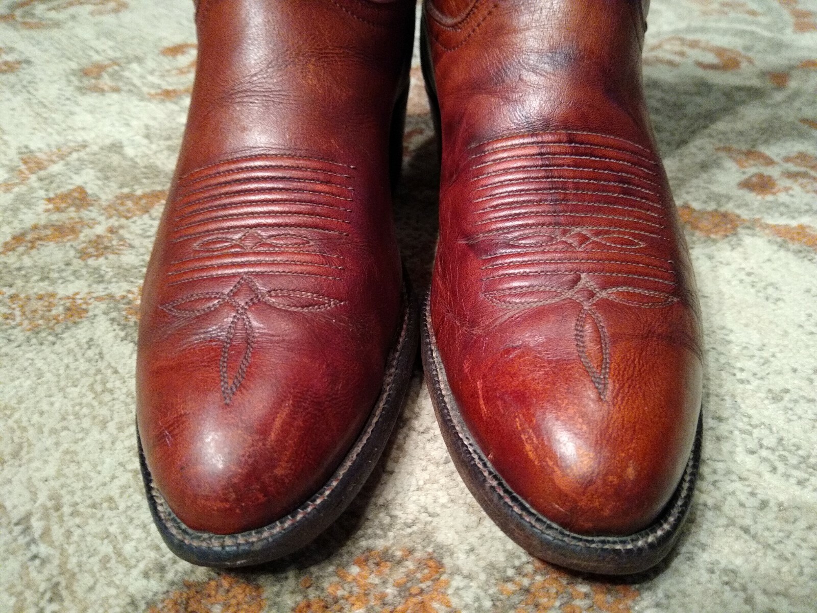 TONY LAMA BROWN MARBLED LEATHER ROUND TOE COWBOY WORK BOOTS #C8223 MEN’S 8E