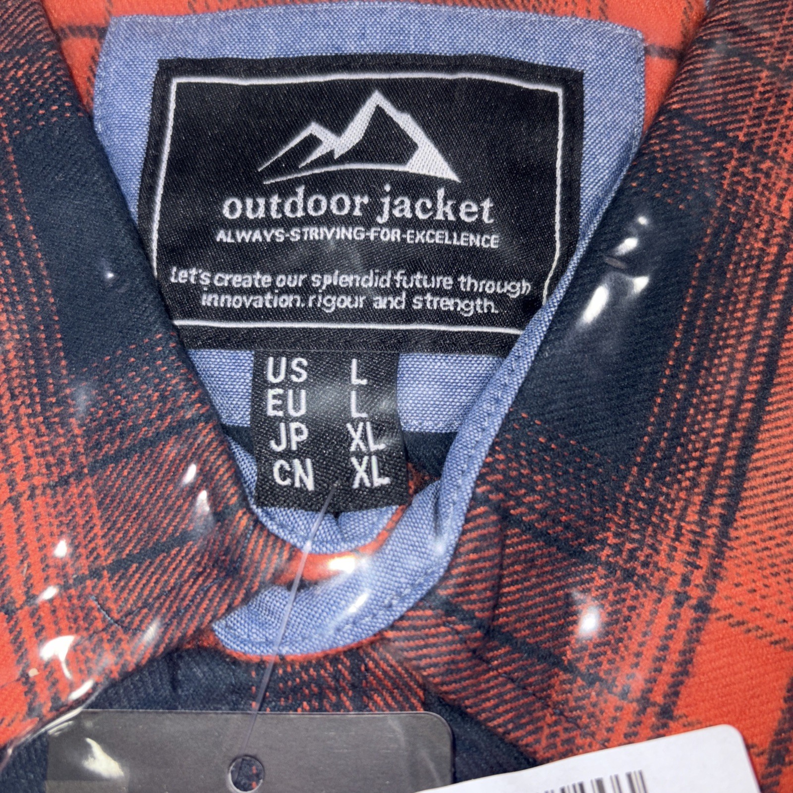 Tacvasen Men’s Long Sleeve Flannel Shirt Color: Orange Plaid Size: L NEW!